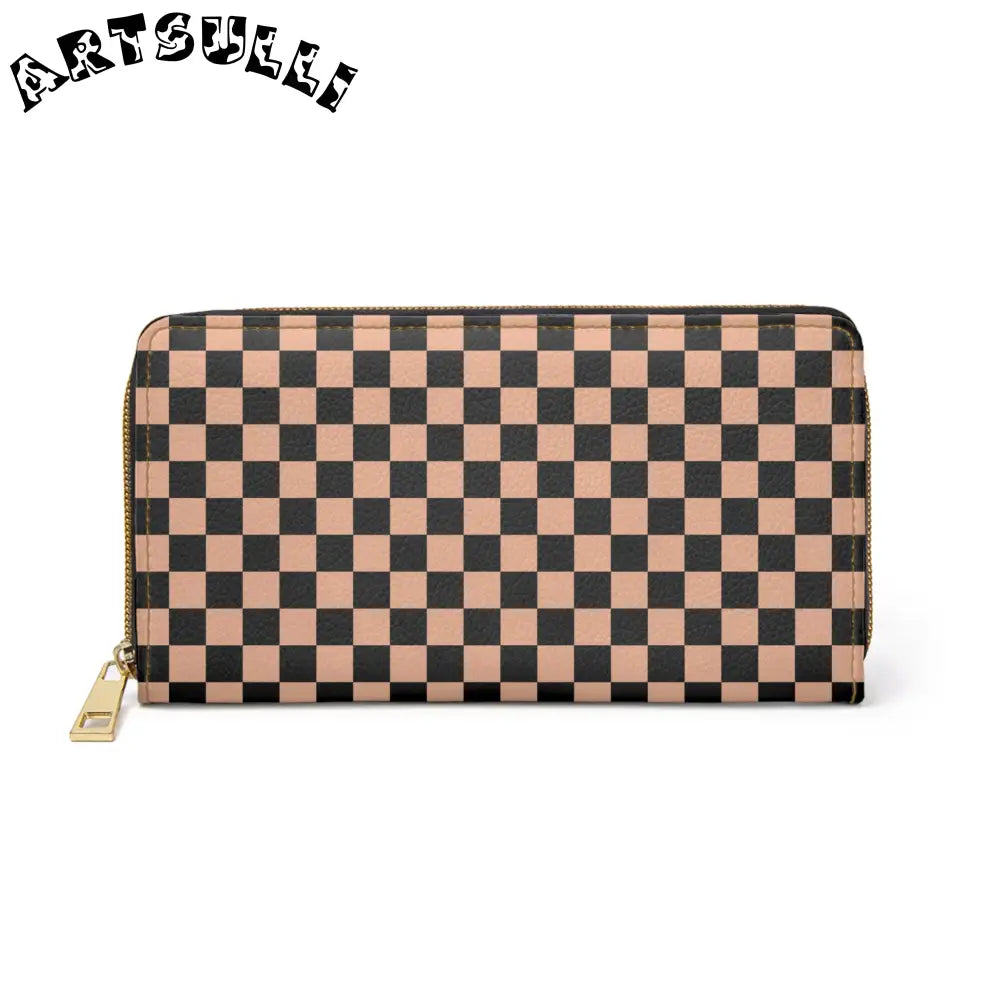 JAKKOUTTHEBXX Checkerboard II Soft Orange and Black Zipper Wallet