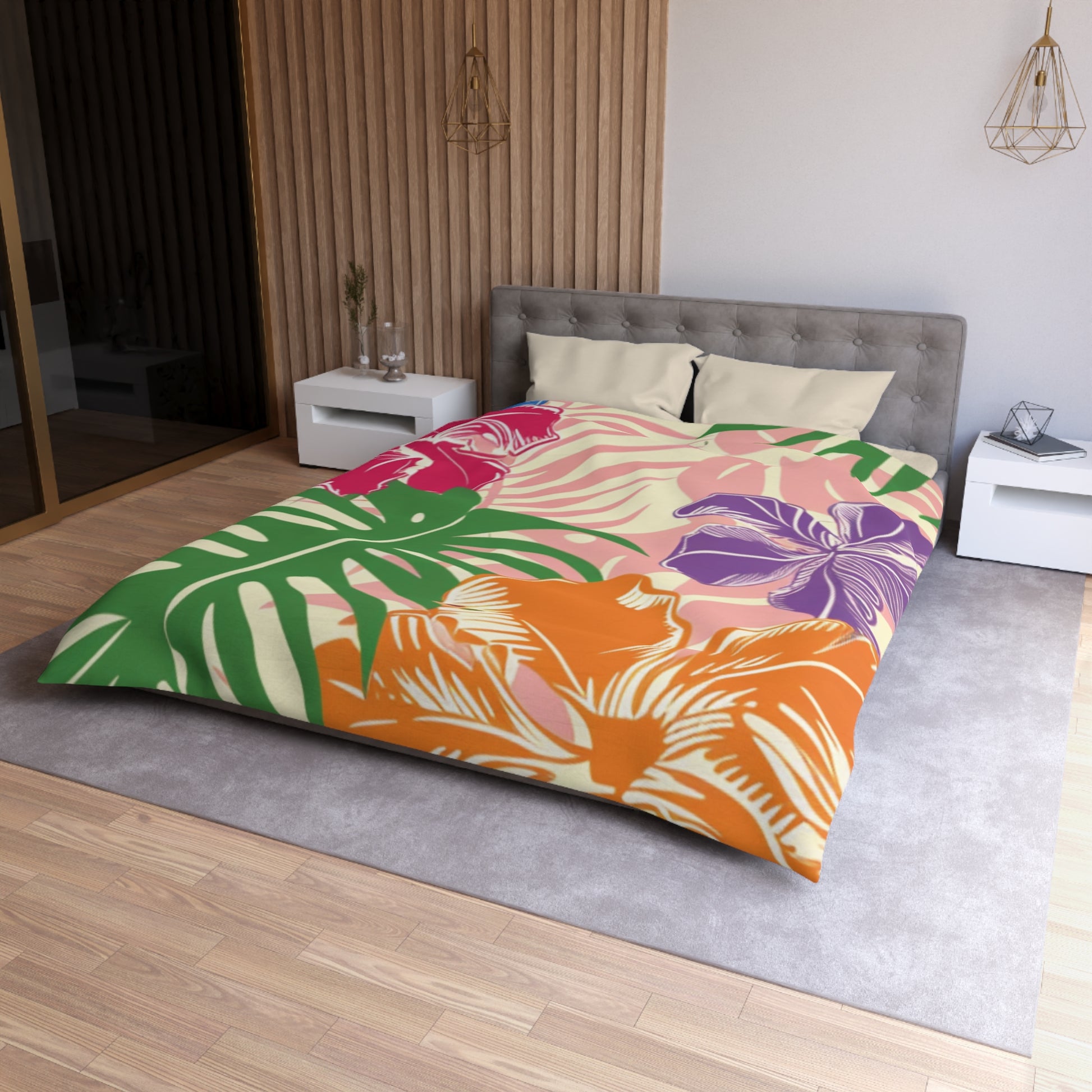 Blooming Tropical Flowers Microfiber Duvet Cover, Artsulli - Art is Long, Life is Short, Home Decor, , , , , , , 