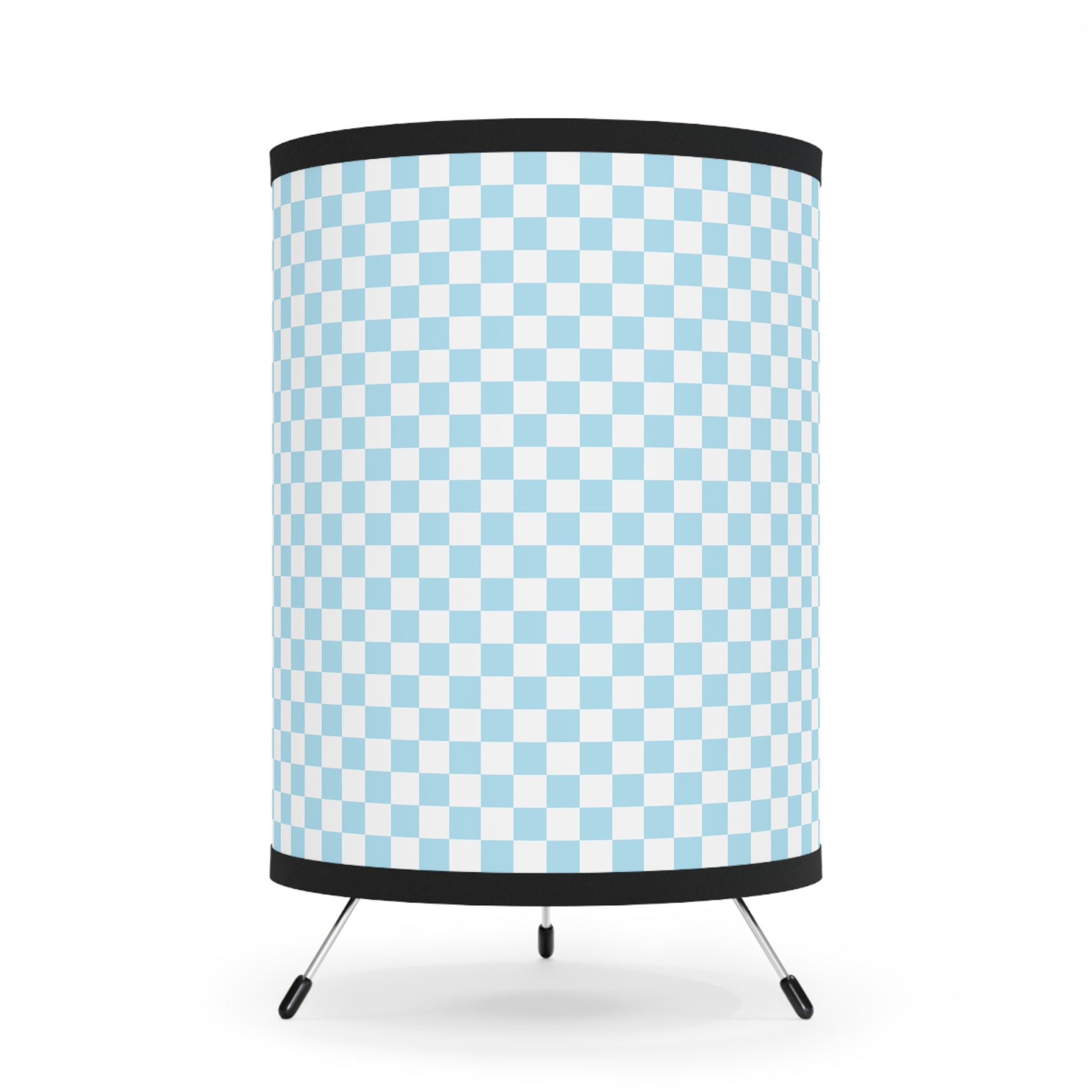 Checkerboard Sky Blue Tripod Lamp with High-Res Printed Shade, US\CA plug, Artsulli - Art is Long, Life is Short, Home Decor, Size, One size, Color, Black, , , 40304678014640968794