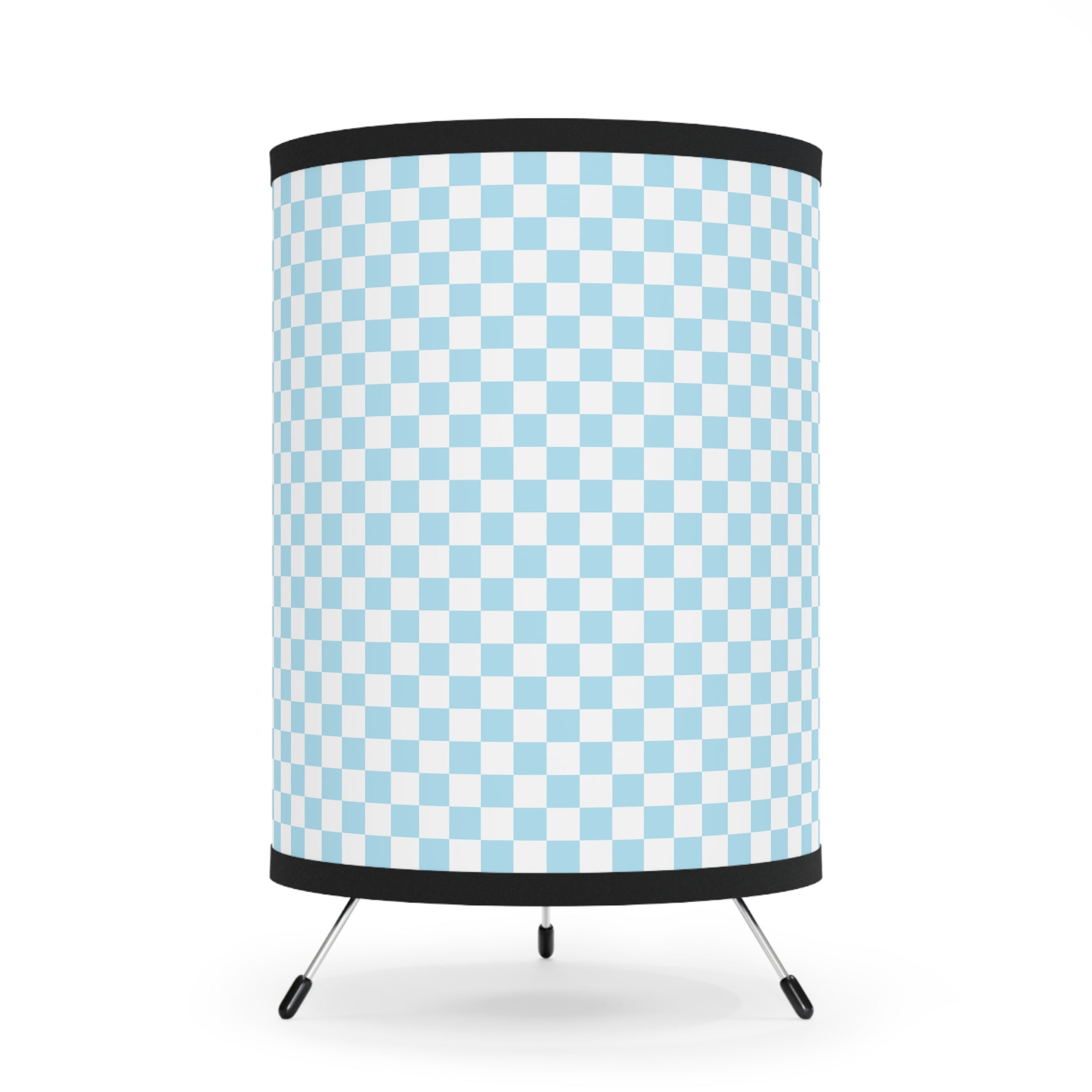 Checkerboard Sky Blue Tripod Lamp with High-Res Printed Shade, US\CA plug, Artsulli - Art is Long, Life is Short, Home Decor, Size, One size, Color, Black, , , 40304678014640968794