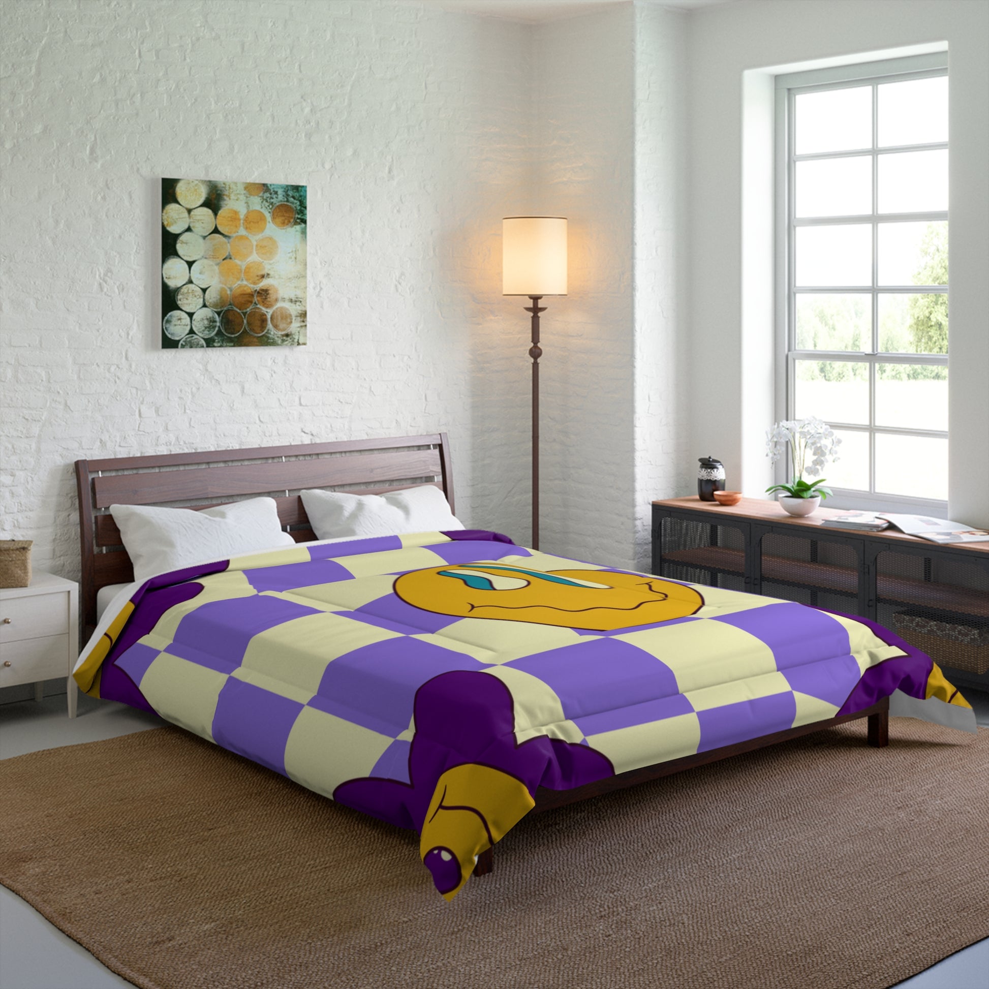 Trippy Flower Power Motifs Comforter, Artsulli - Art is Long, Life is Short, Home Decor, , , , , , , 