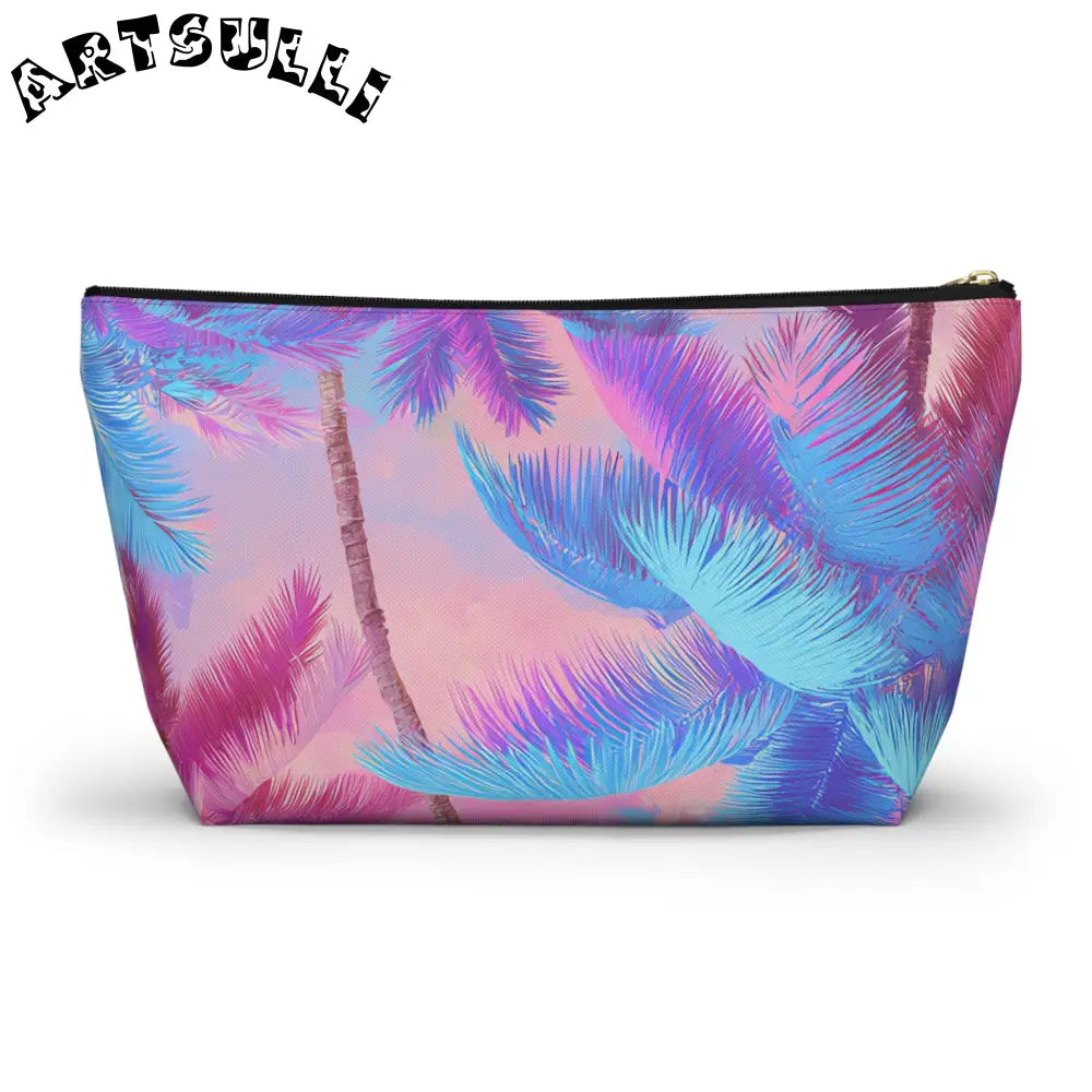 JAKKOUTTHEBXX Ethereal Pastel Palms II Blue and Pink Accessory Pouch