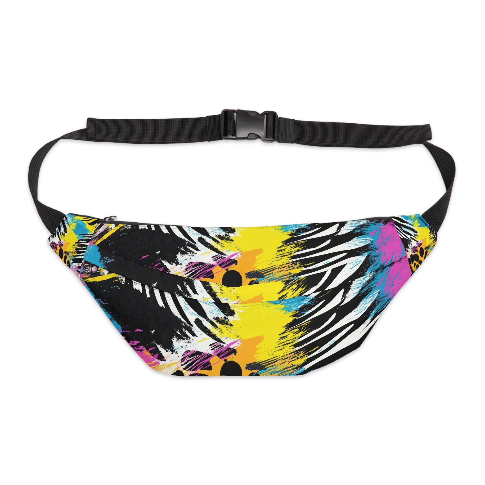 Zebra Stripes x Leopard Print x Paint Splatter Multi-Color II Large Fanny Pack, Artsulli - Art is Long, Life is Short, Bags, Size, 8" × 9" × 4'', , , , , 17734436215948