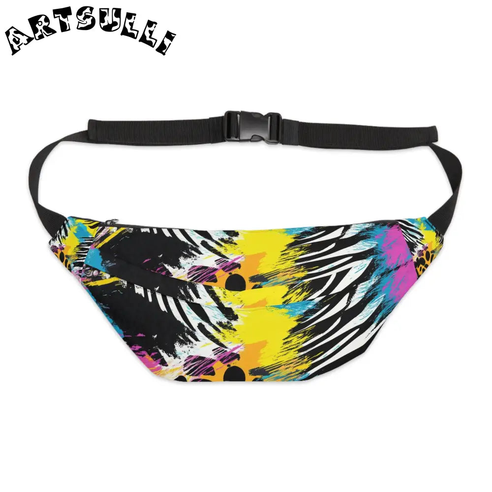 Zebra Stripes x Leopard Print x Paint Splatter Multi-Color II Large Fanny Pack, Artsulli - Art is Long, Life is Short, Bags, Size, 8" × 9" × 4'', , , , , 17734436215948