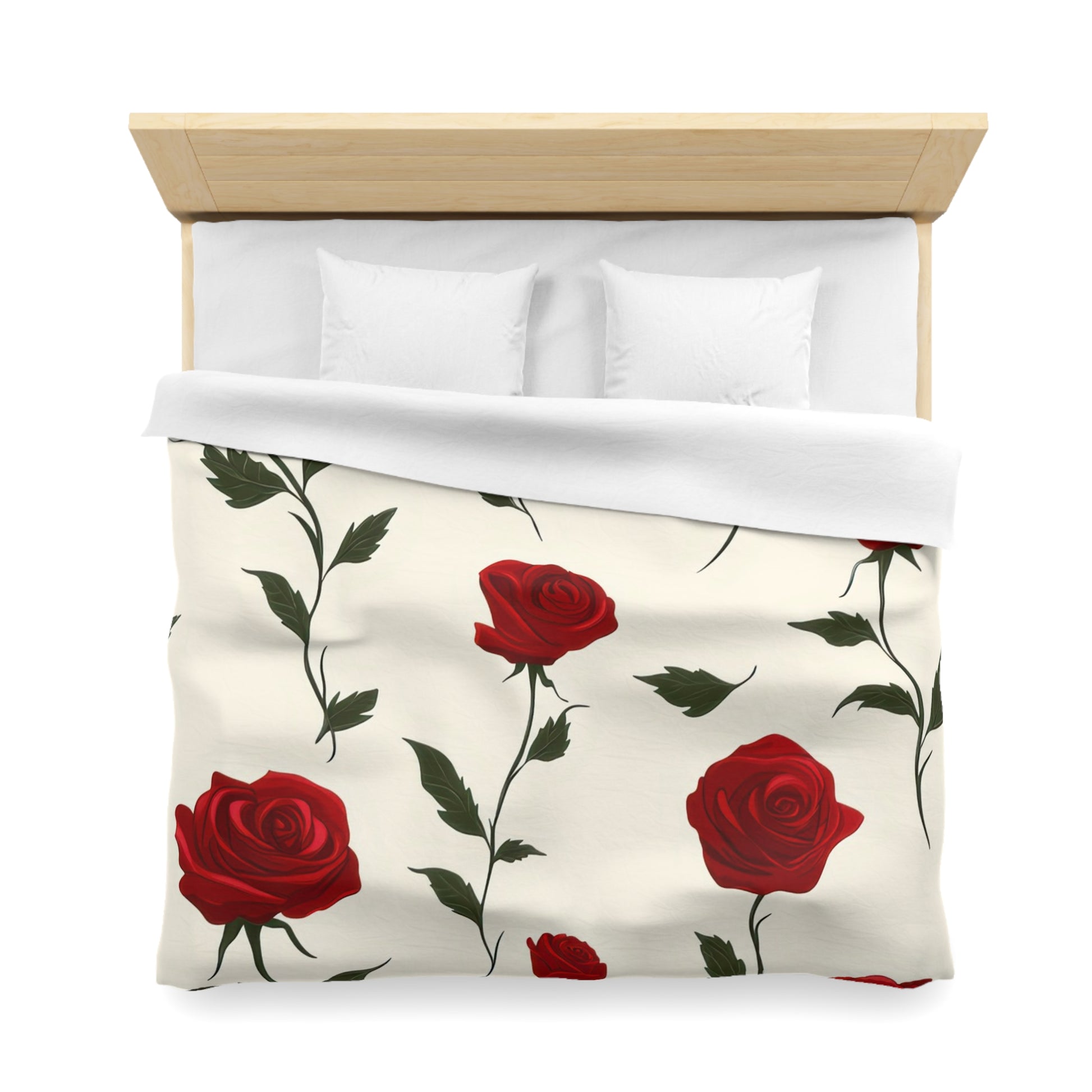 Red Roses Microfiber Duvet Cover, Artsulli - Art is Long, Life is Short, Home Decor, , , , , , , 