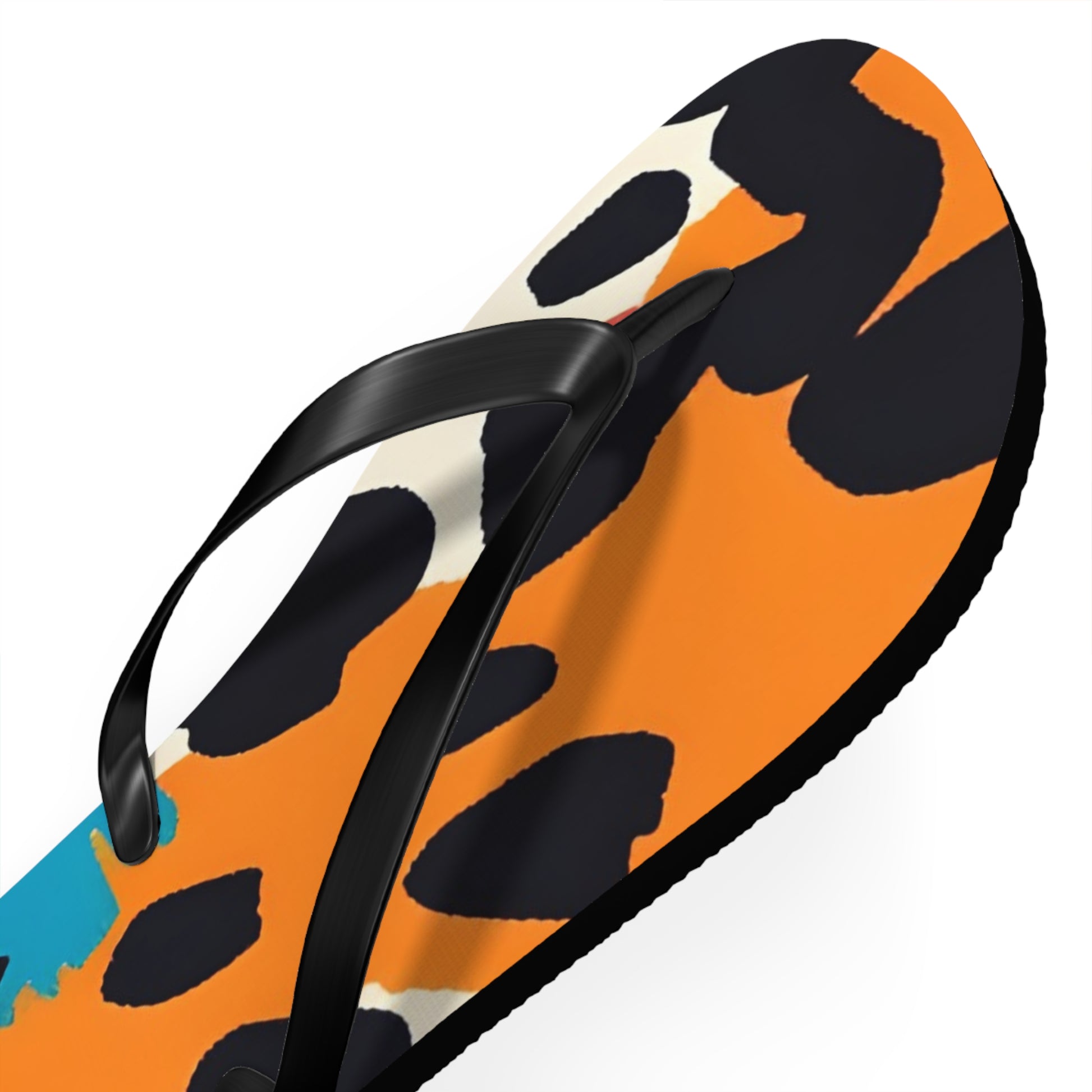 Wild Brush Strokes x Animal Print Multi-Color Flip Flops, Artsulli - Art is Long, Life is Short, Shoes, , , , , , , 
