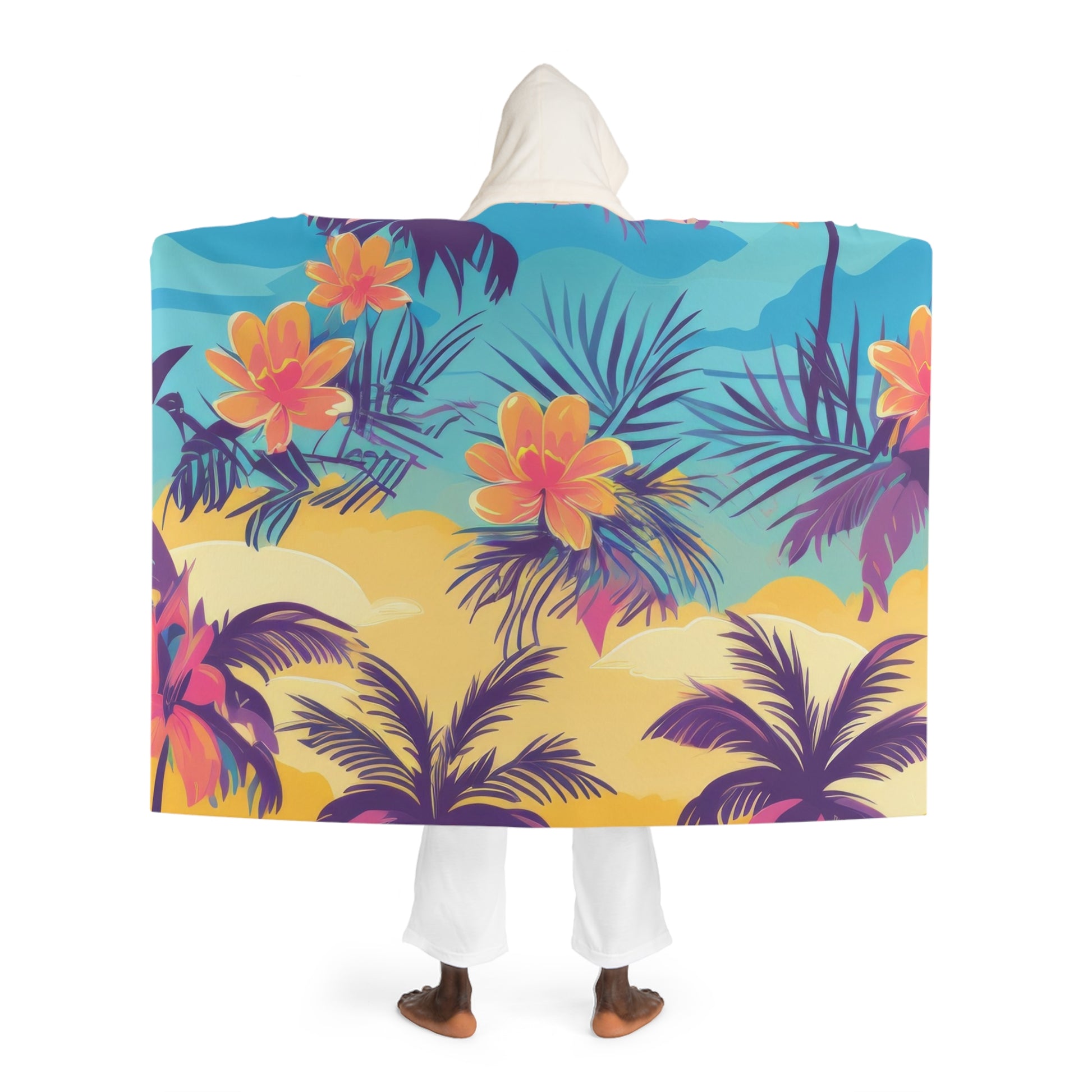 Sunset Paradise Hooded Sherpa Fleece Blanket, Artsulli - Art is Long, Life is Short, All Over Prints, , , , , , , 