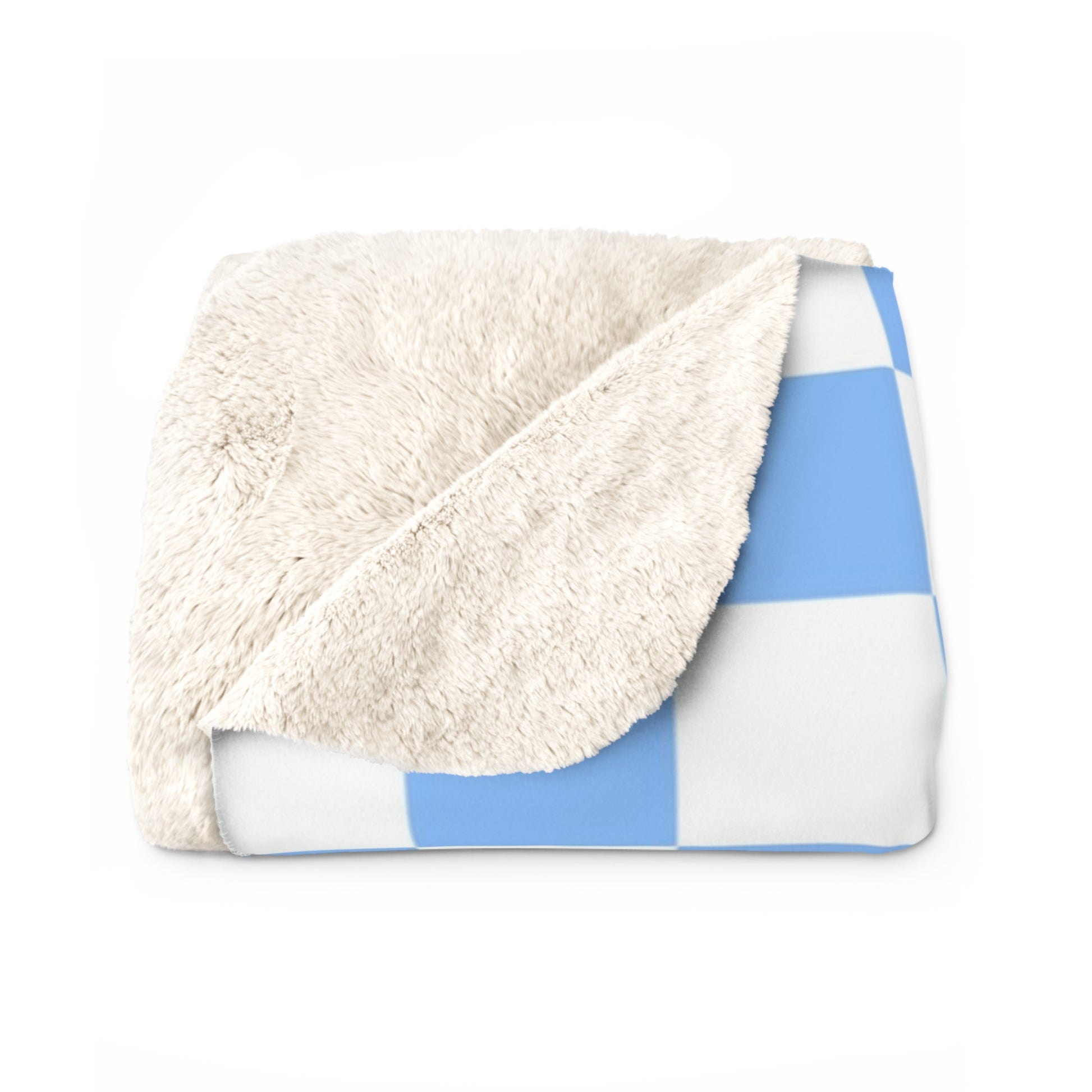 Checkerboard White and Light Blue Sherpa Fleece Blanket, Artsulli - Art is Long, Life is Short, Home Decor, , , , , , , 