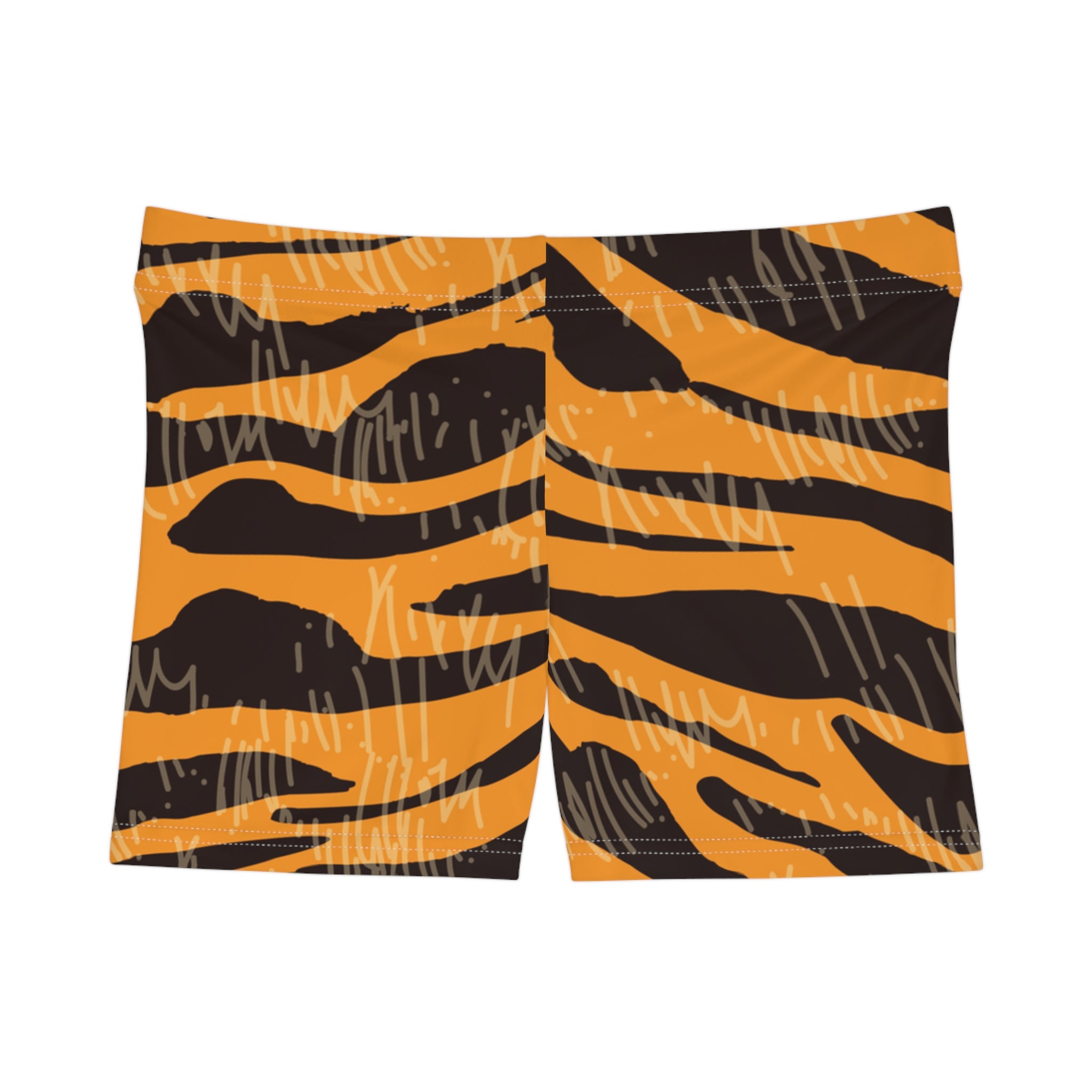 Tiger Scratches Orange & Black Women's Shorts (AOP), Artsulli - Art is Long, Life is Short, All Over Prints, Size, XS, Material, Brushed Faux Suede, , , 13221683960082