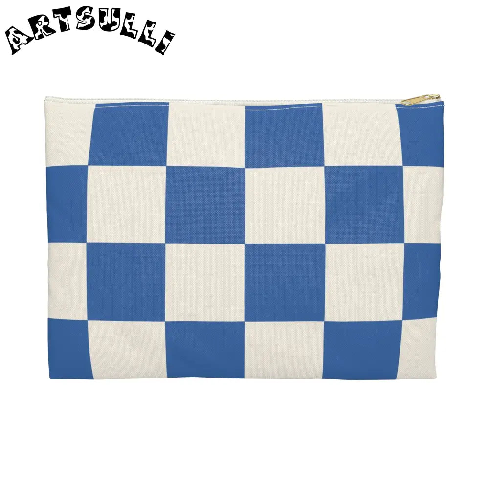 JAKKOUTTHEBXX Checkerboard Blue Accessory Pouch JAKKOUTTHEBXX