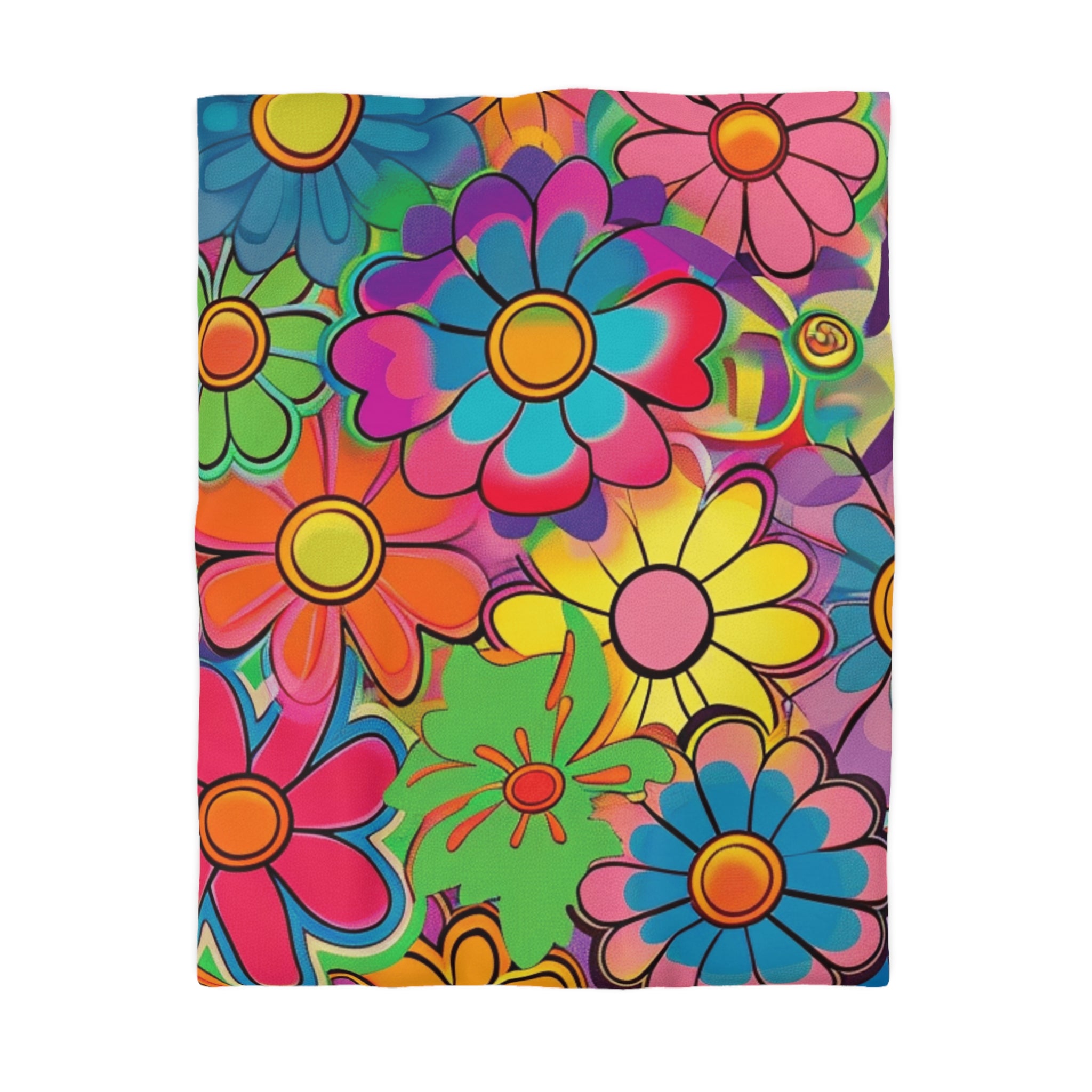 Chromatic Daisy Dream Microfiber Duvet Cover, Artsulli - Art is Long, Life is Short, Home Decor, Size, Twin, Color, White, , , 31713729205475933445