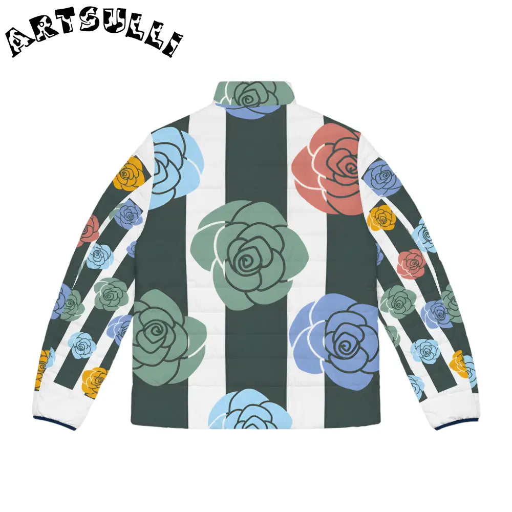 JAKKOUTTHEBXX Stripes x Roses Black and White Men’s Puffer Jacket