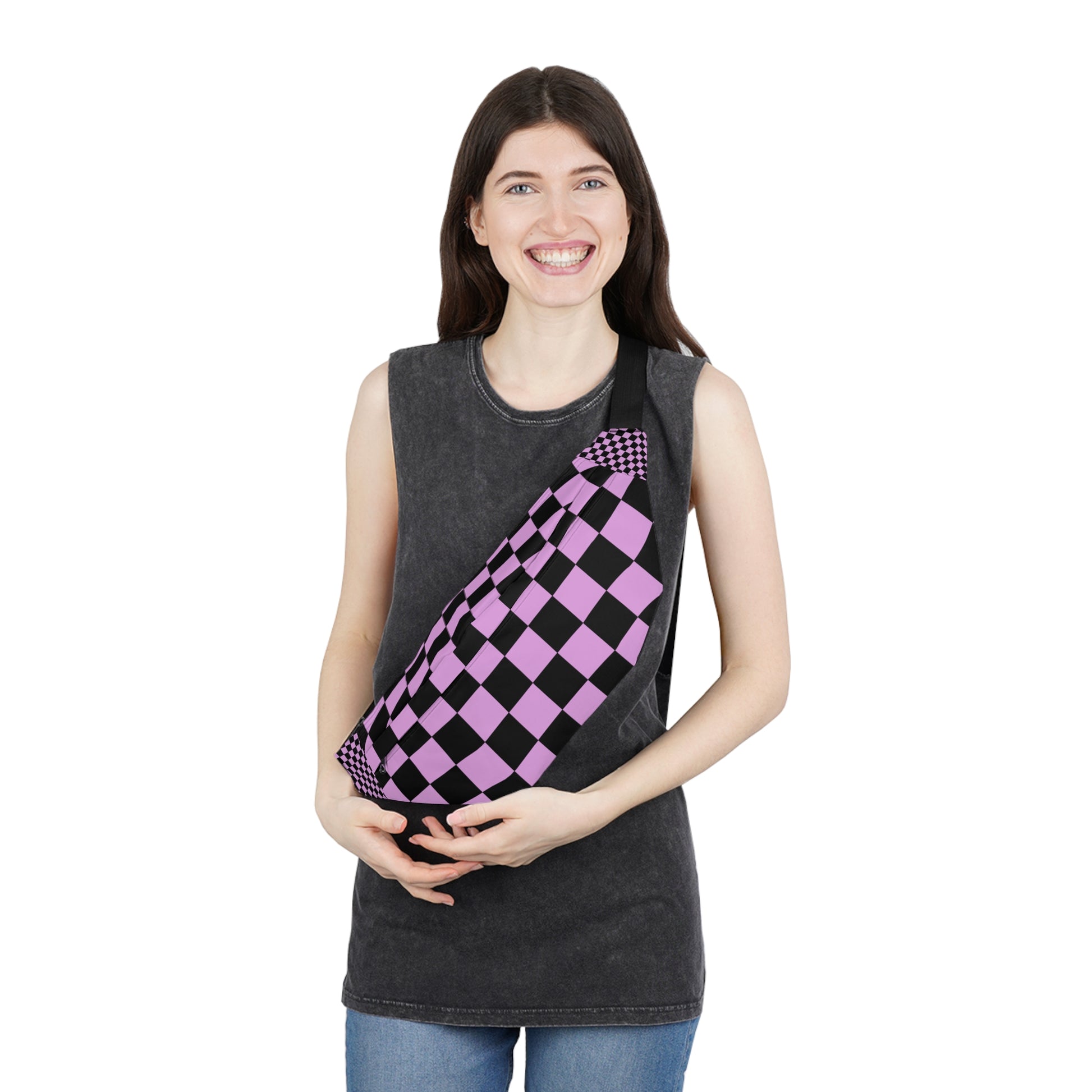 Pixel Punk Vision Large Fanny Pack, Artsulli - Art is Long, Life is Short, Bags, , , , , , , 