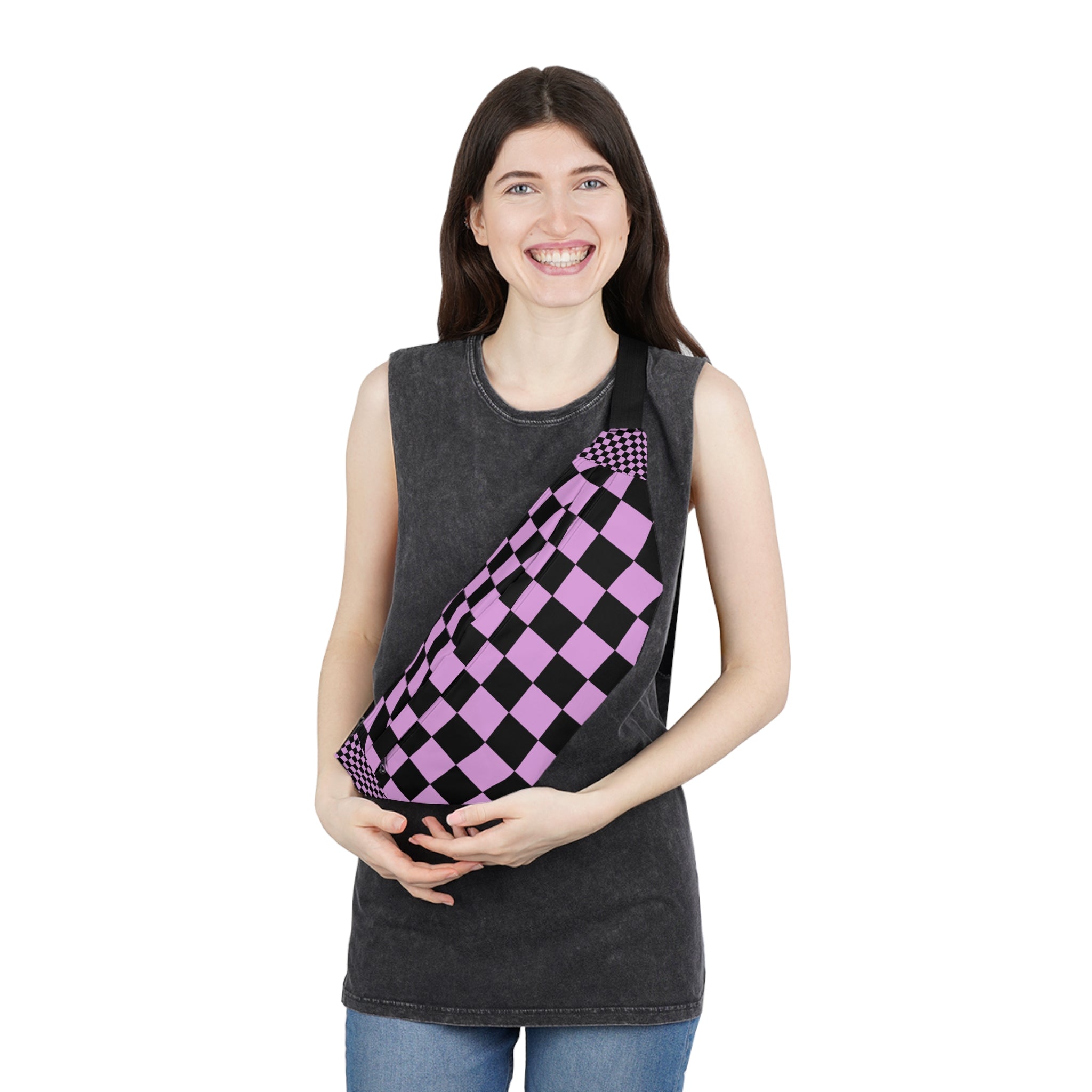 Pixel Punk Vision Large Fanny Pack, Artsulli - Art is Long, Life is Short, Bags, , , , , , , 