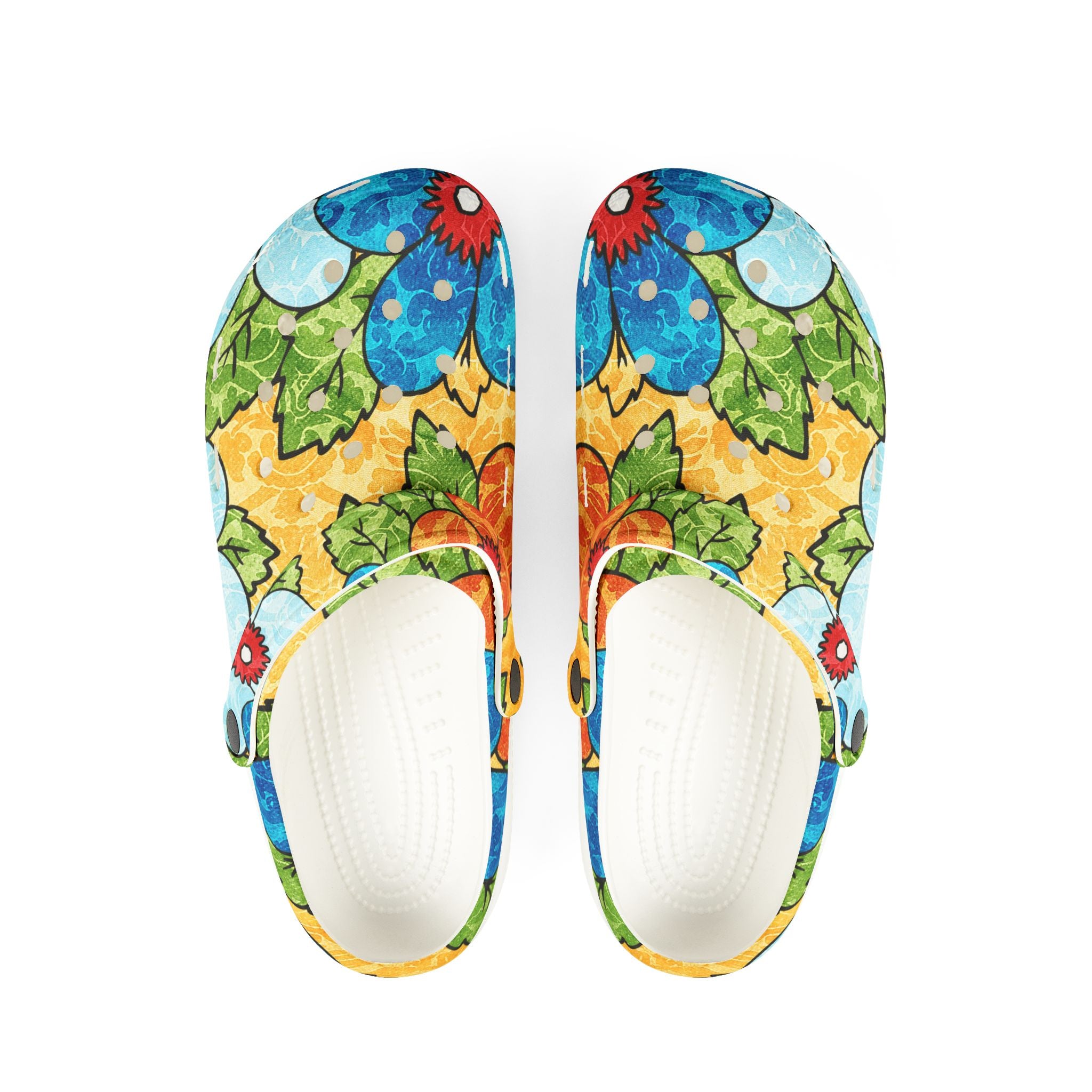 Groovy Yellow Floral Kl EVA Foam Rubber Shoes (AOP), Artsulli - Art is Long, Life is Short, Shoes, Size, US 6 (Women's), Color, White, , , 12463438076536908314