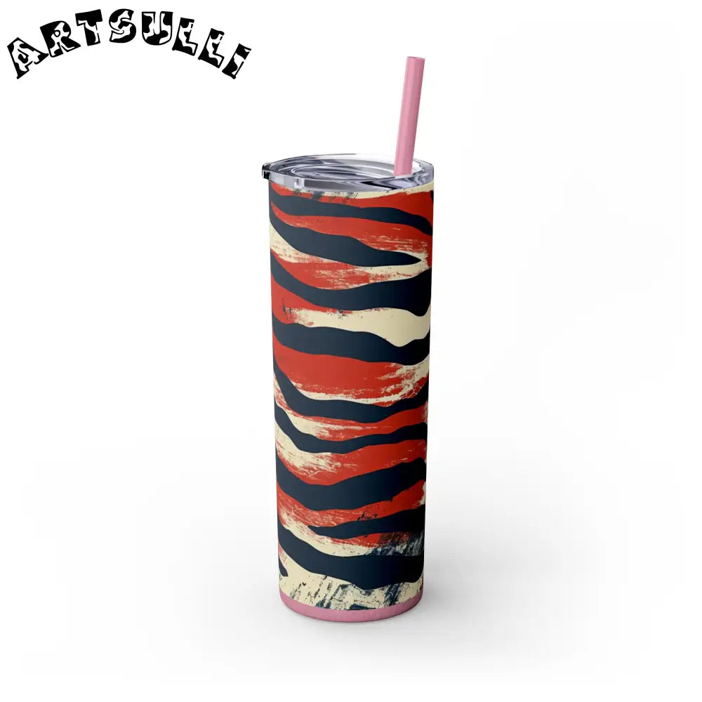JAKKOUTTHEBXX Capricious Tiger Wave Skinny Tumbler with Straw 20oz