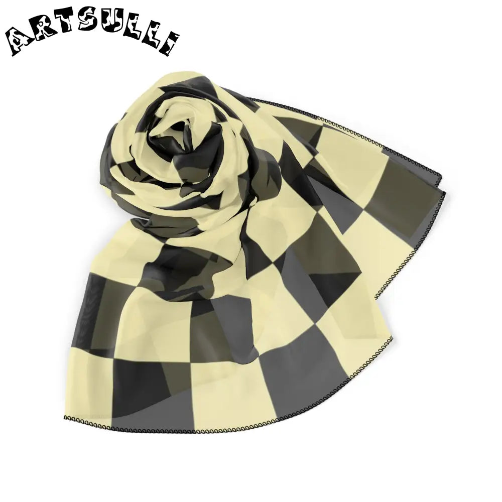 JAKKOUTTHEBXX Checkerboard Black and Yellow Poly Scarf JAKKOUTTHEBXX