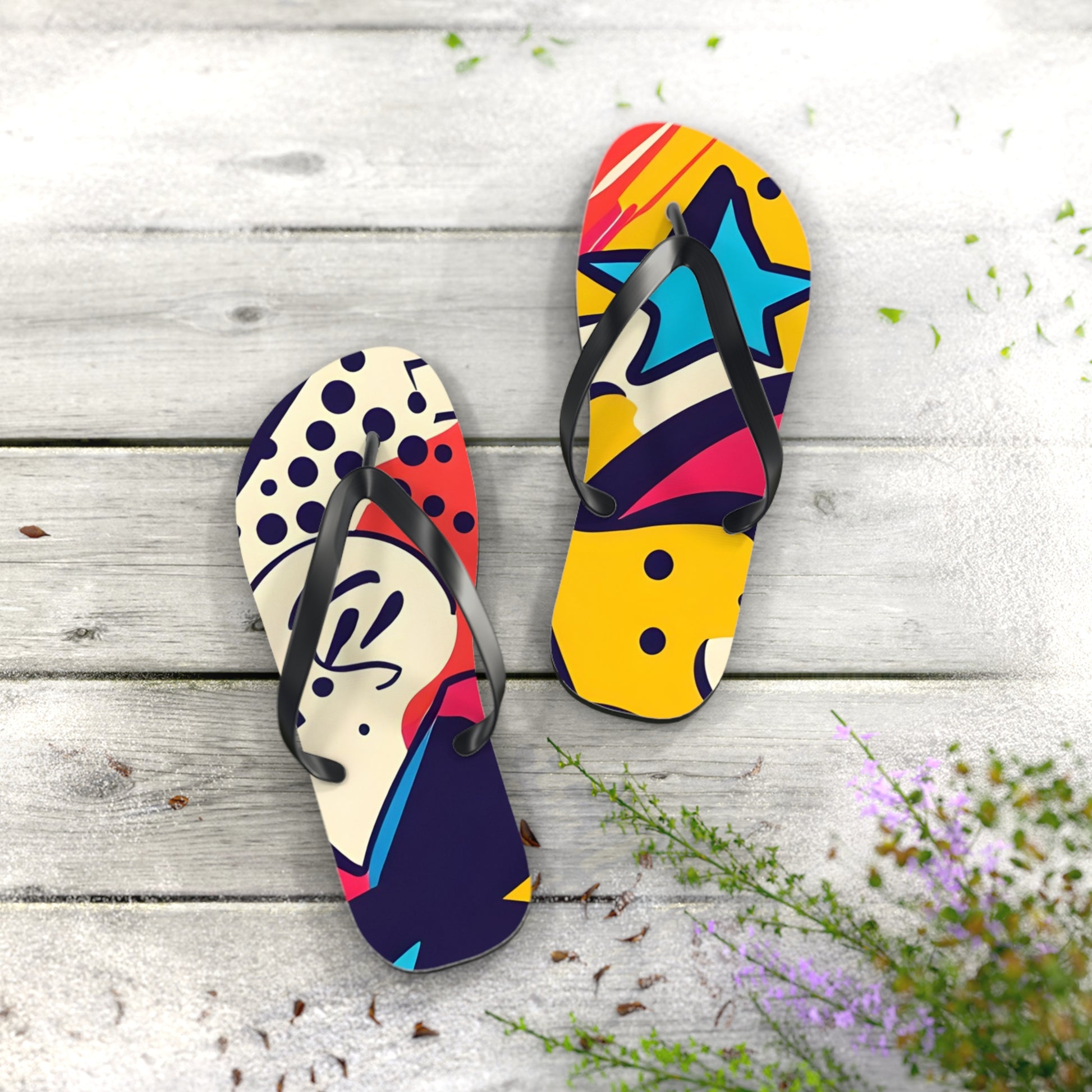 Comic x Pop Art Flip Flops, Artsulli - Art is Long, Life is Short, Shoes, , , , , , , 