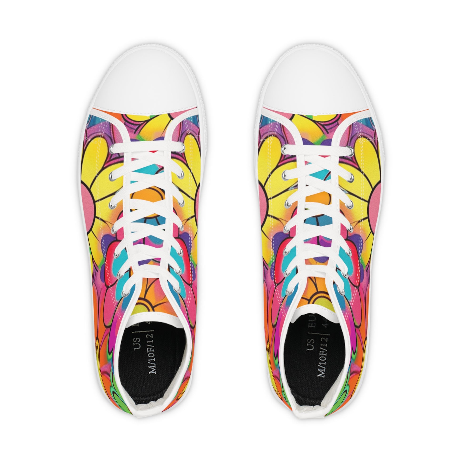 Chromatic Daisy Dream Men's High Top Sneakers, Artsulli - Art is Long, Life is Short, Shoes, , , , , , , 