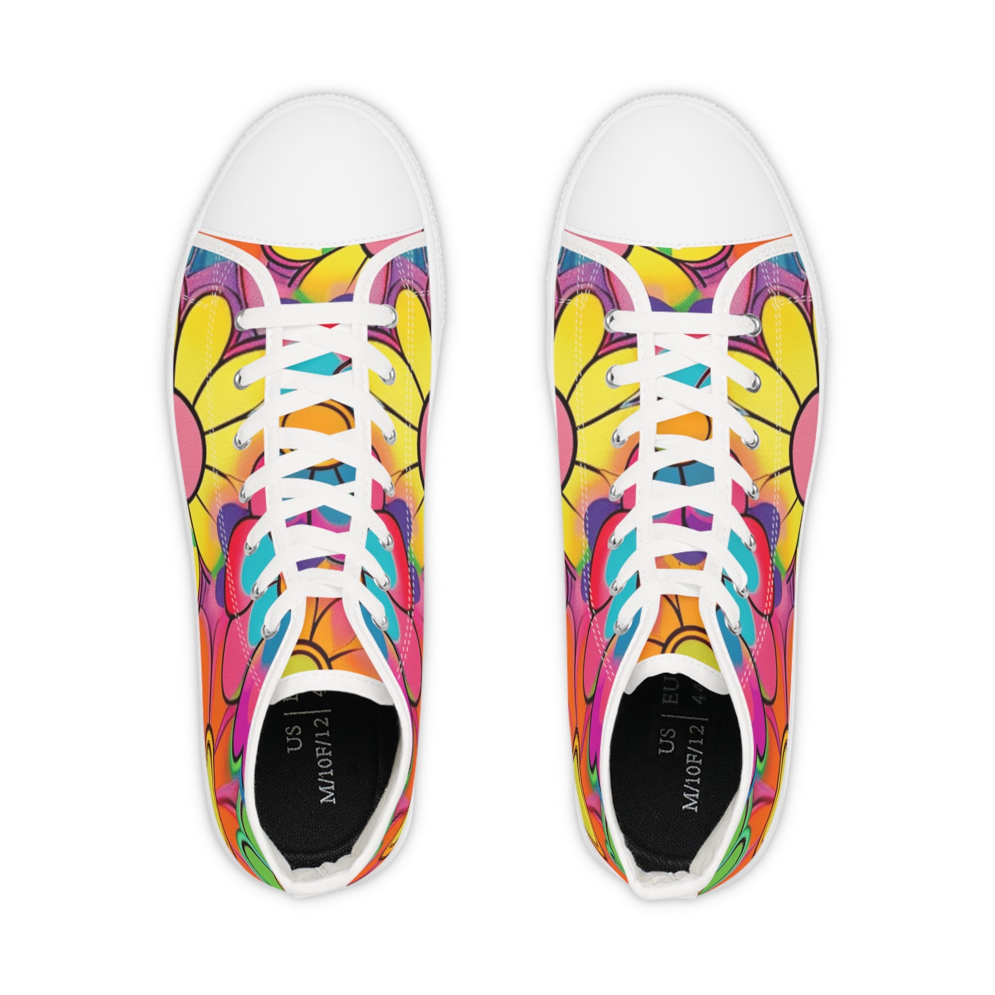 Chromatic Daisy Dream Men's High Top Sneakers, Artsulli - Art is Long, Life is Short, Shoes, , , , , , , 