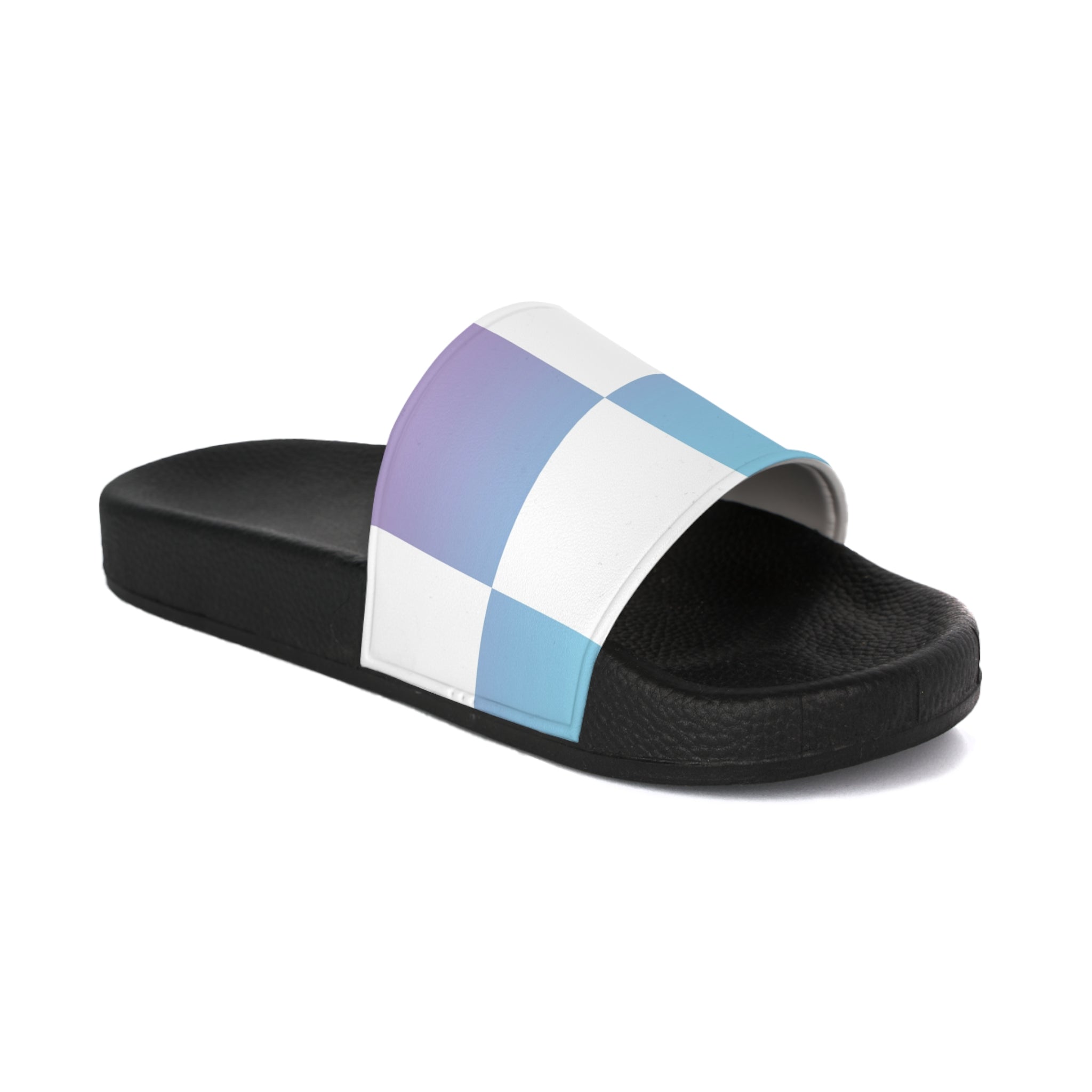 Vaporwave Check Women's Slide Sandals, Artsulli - Art is Long, Life is Short, Shoes, Color, Black sole, Size, US 5, , , 78818226850949978521
