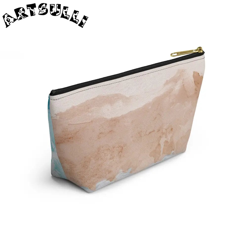 JAKKOUTTHEBXX Teal and White Abstract T-Bottom Pouch JAKKOUTTHEBXX