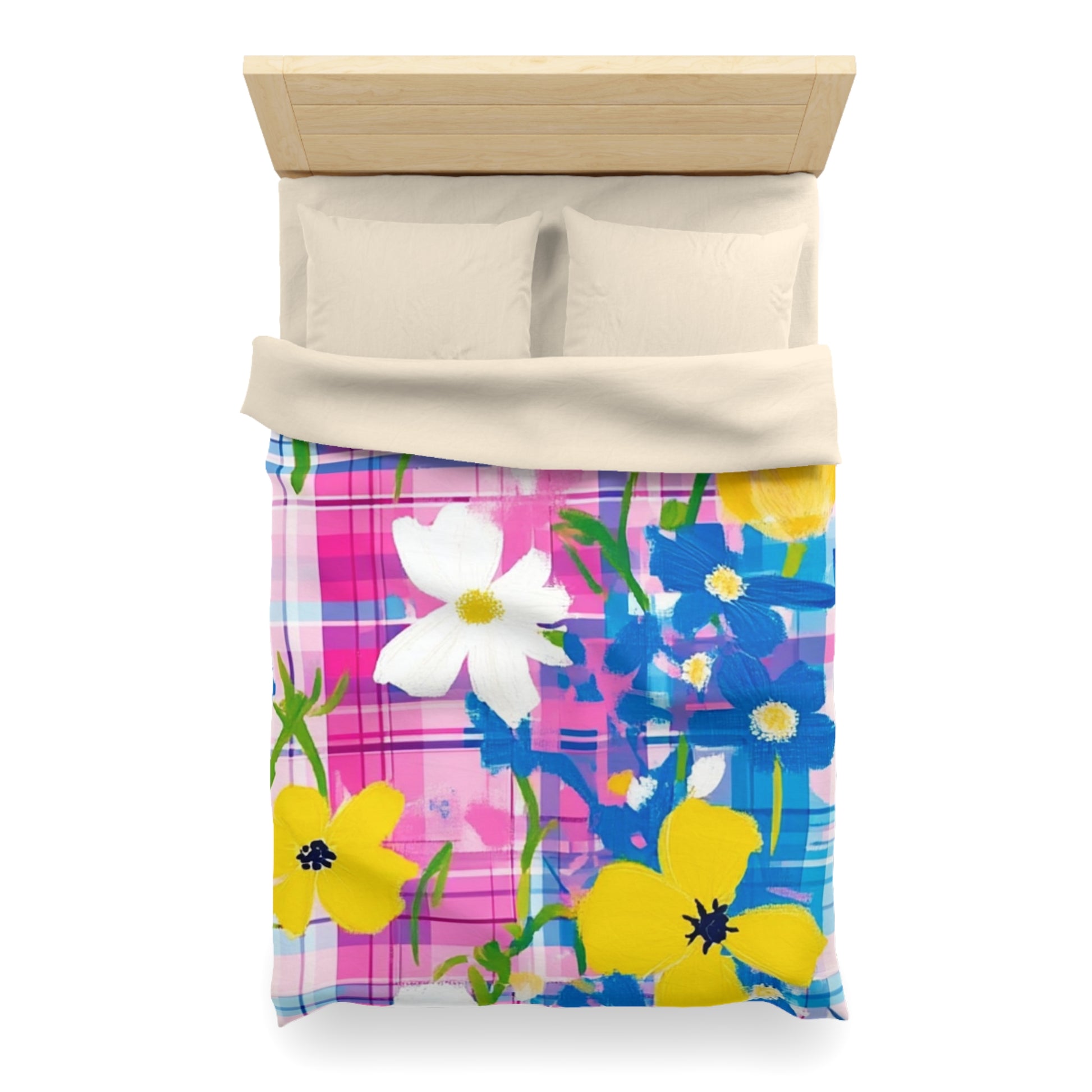 Plaid Garden Pink and Purple Microfiber Duvet Cover, Artsulli - Art is Long, Life is Short, Home Decor, , , , , , , 