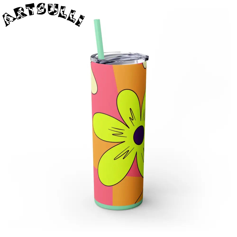 JAKKOUTTHEBXX Trippy Sour Face Rave Skinny Tumbler with Straw 20oz