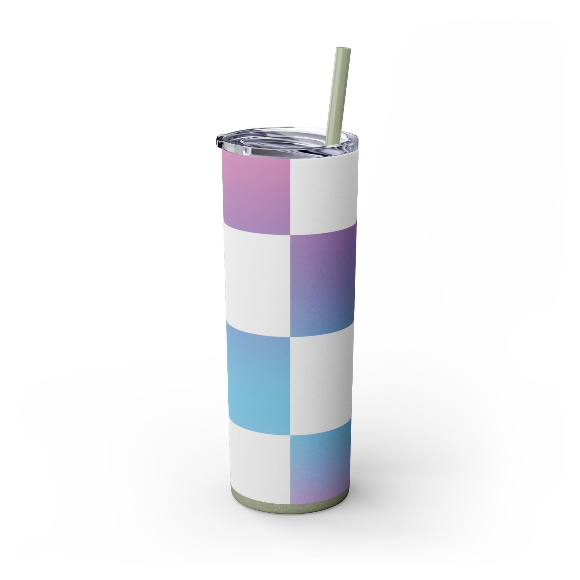 Vaporwave Check Skinny Tumbler with Straw, 20oz, Artsulli - Art is Long, Life is Short, Mug, , , , , , , 