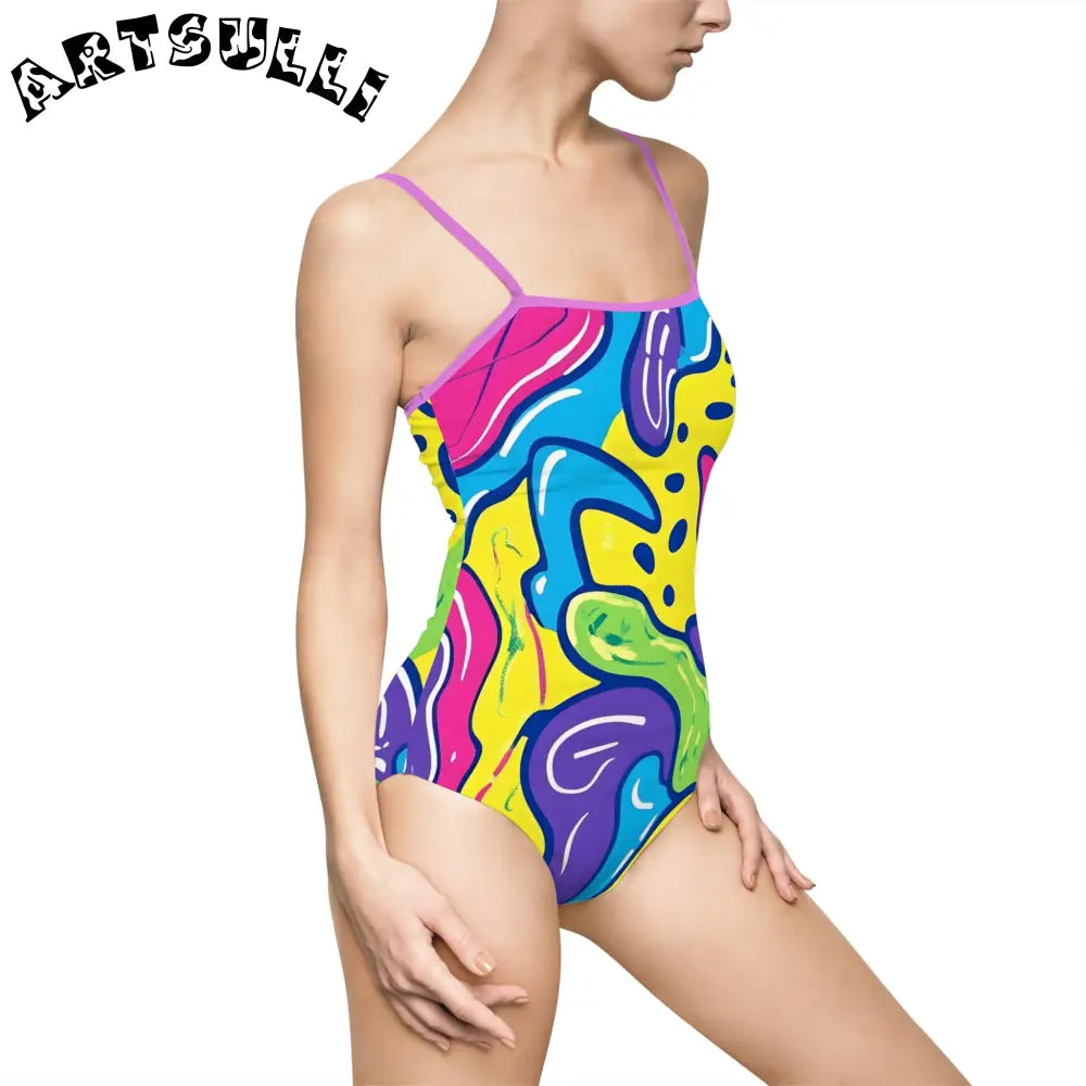 JAKKOUTTHEBXX Colorful Abstract Print One-Piece Swimsuit 2025