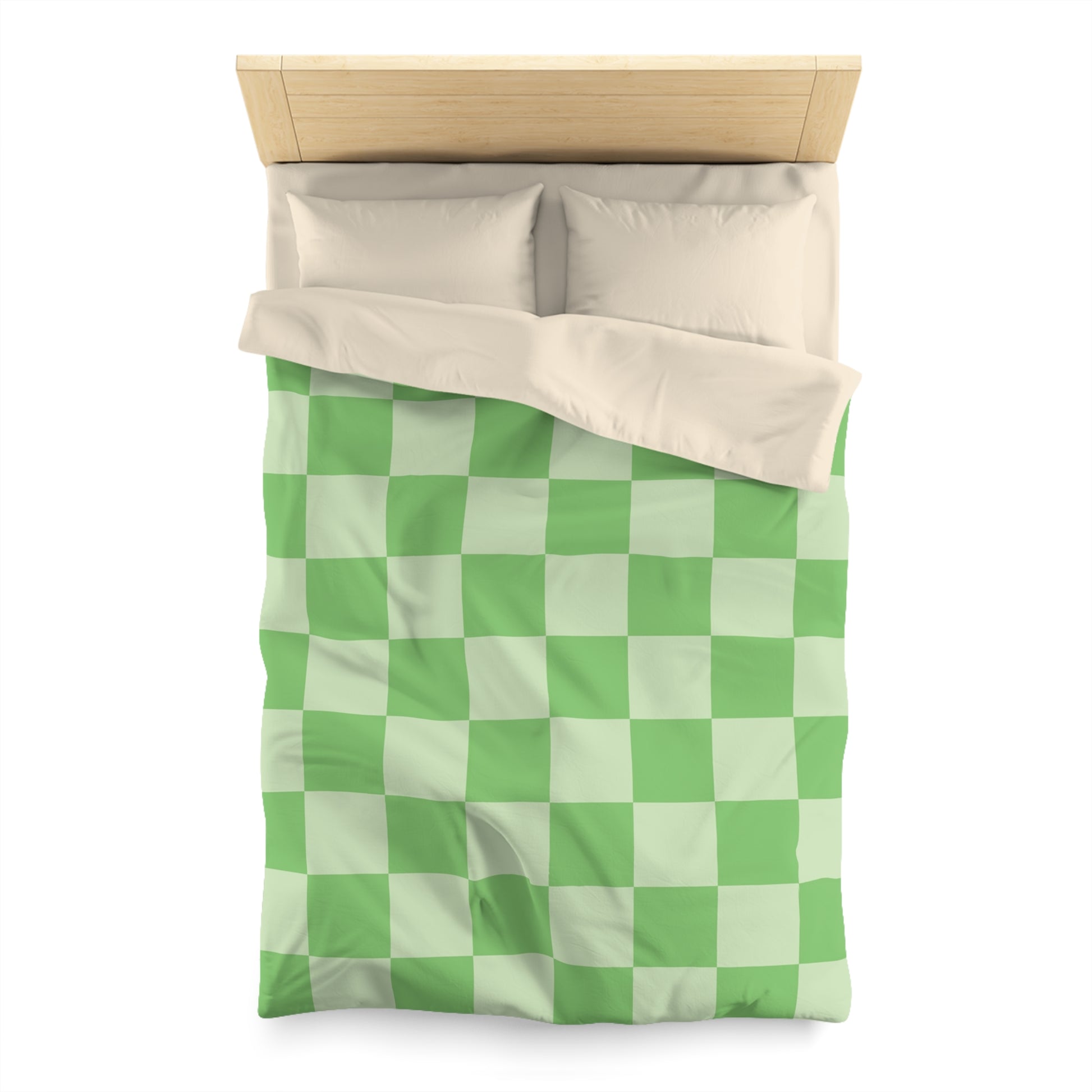 Checkerboard Green Microfiber Duvet Cover, Artsulli - Art is Long, Life is Short, Home Decor, , , , , , , 