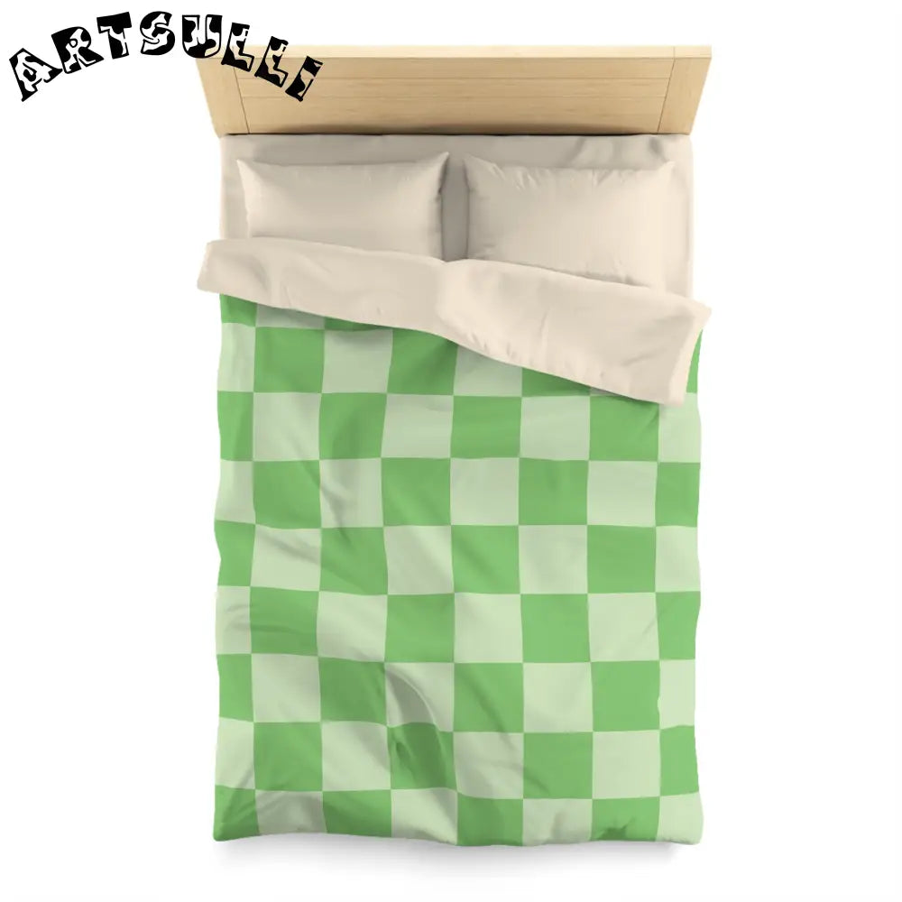 JAKKOUTTHEBXX Checkerboard Green Microfiber Duvet Cover