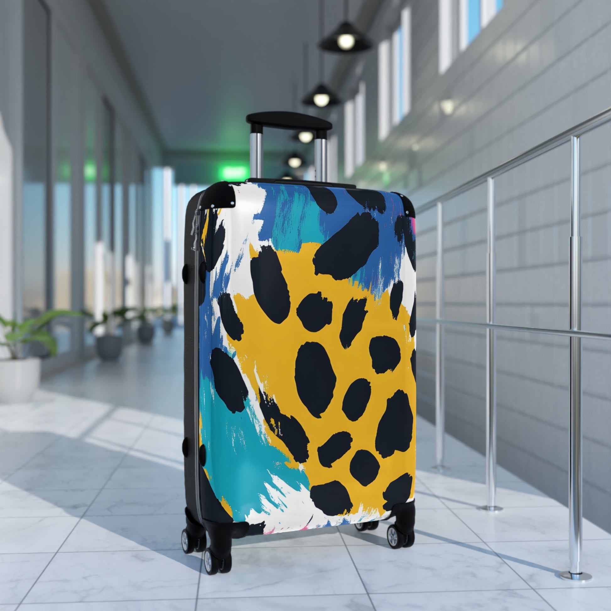 Leopard Print x Paint Brush Strokes Multi-Color Suitcase, Artsulli - Art is Long, Life is Short, Bags, , , , , , , 