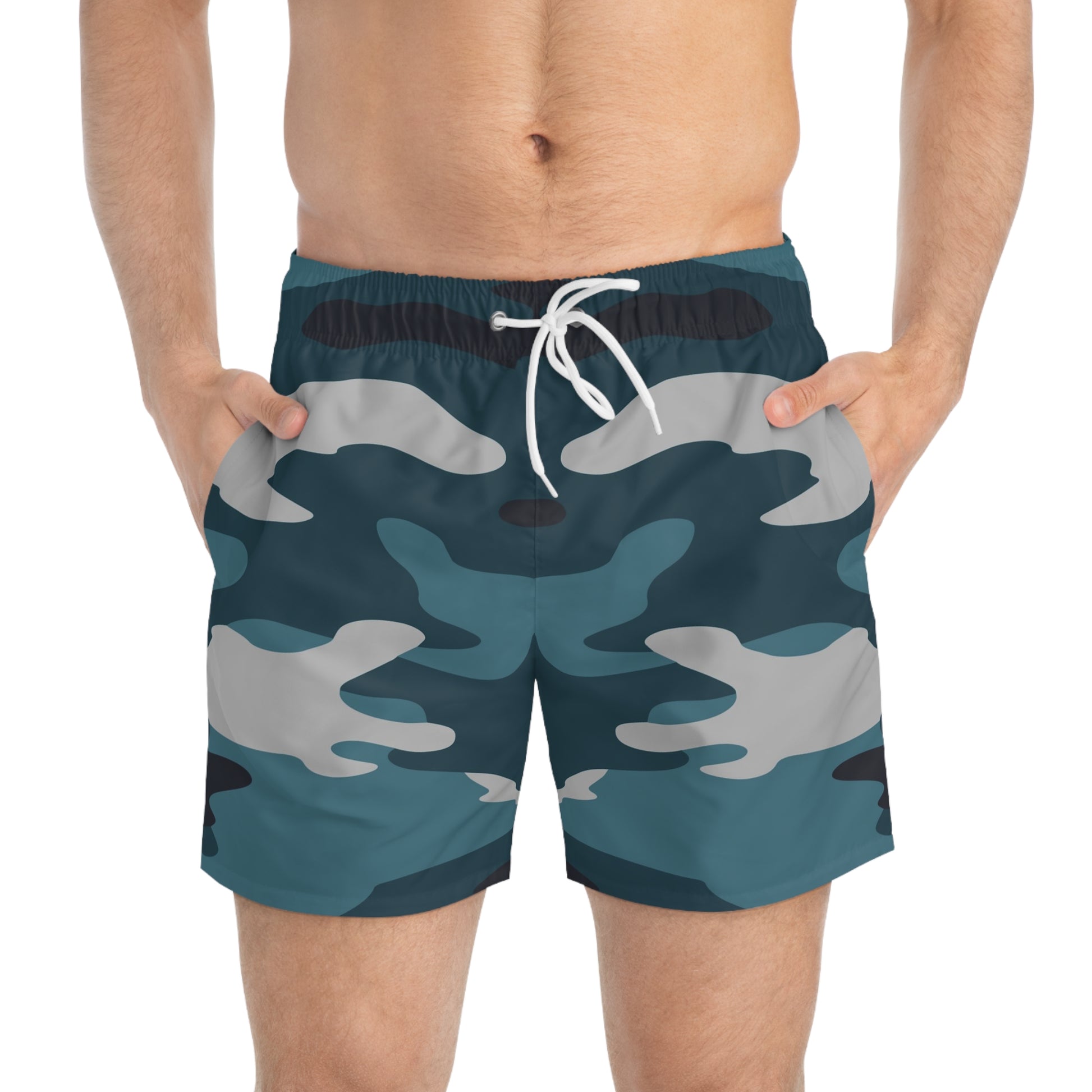 Blue Camouflage Swim Trunks (AOP), Artsulli - Art is Long, Life is Short, All Over Prints, , , , , , , 