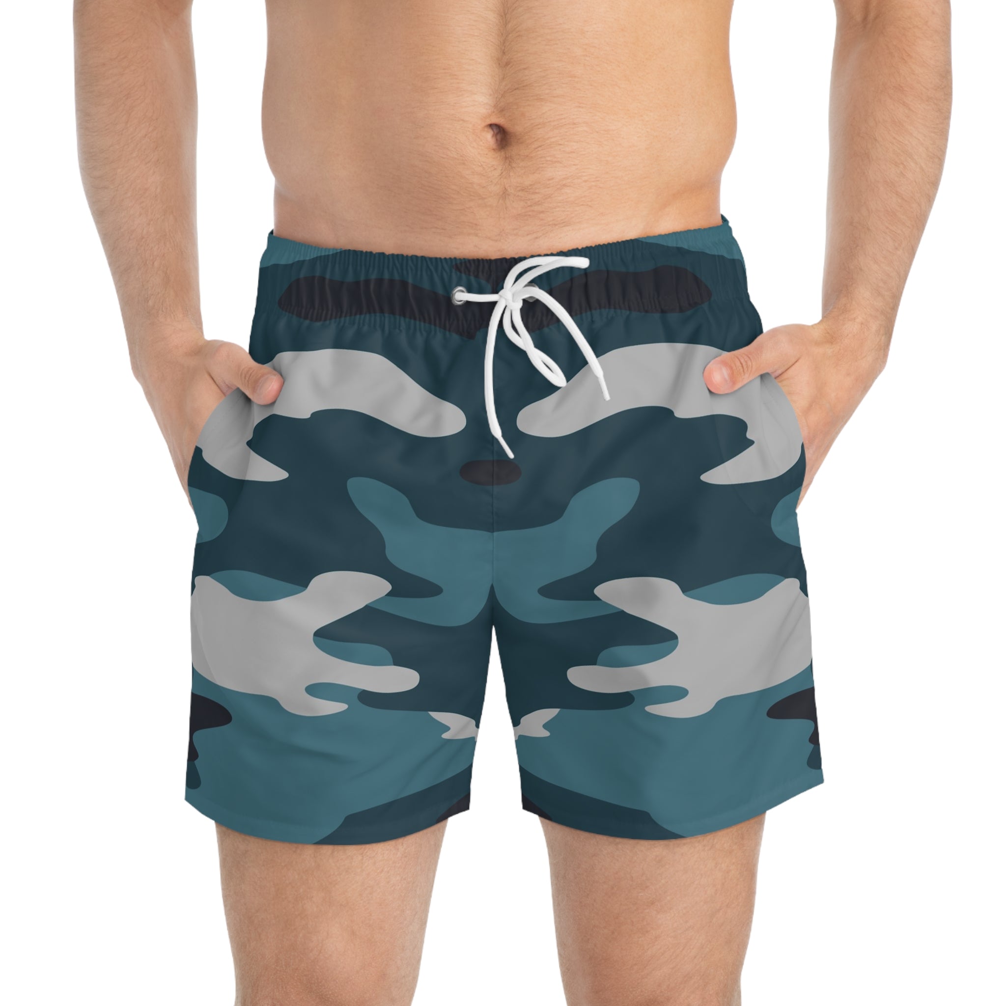 Blue Camouflage Swim Trunks (AOP), Artsulli - Art is Long, Life is Short, All Over Prints, , , , , , , 