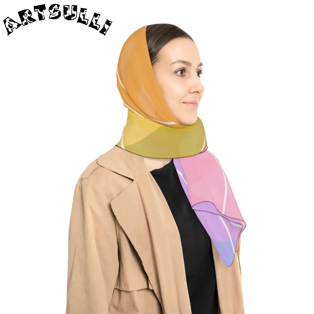 JAKKOUTTHEBXX Smiley Face x Rainbow Stripes Multi-Color Poly Scarf