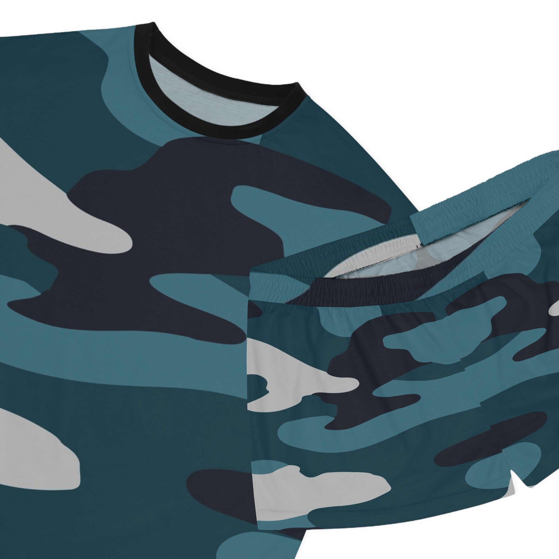 Blue Camouflage Women's Short Pajama Set (AOP), Artsulli - Art is Long, Life is Short, All Over Prints, , , , , , , 
