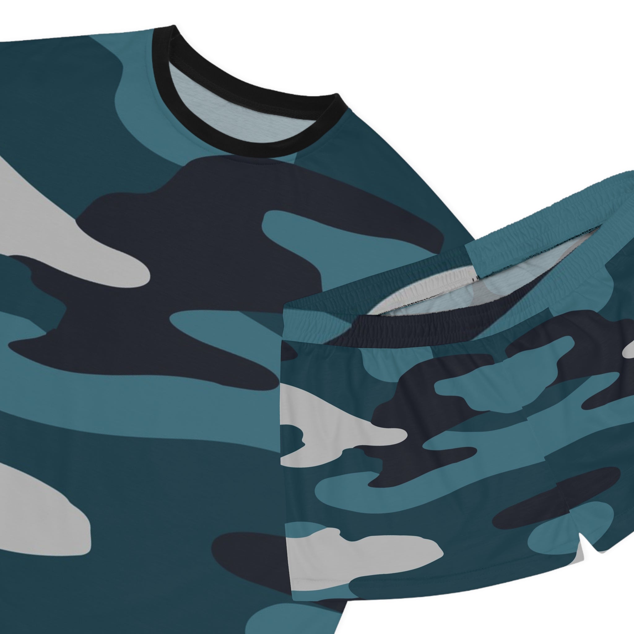 Blue Camouflage Women's Short Pajama Set (AOP), Artsulli - Art is Long, Life is Short, All Over Prints, , , , , , , 