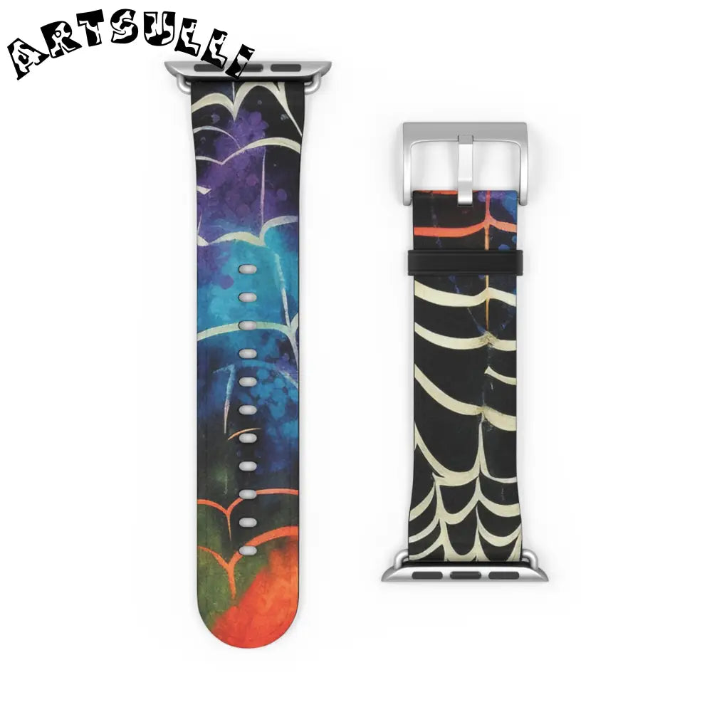 JAKKOUTTHEBXX Colorful Spider Web Faux Leather Watch Band 2025
