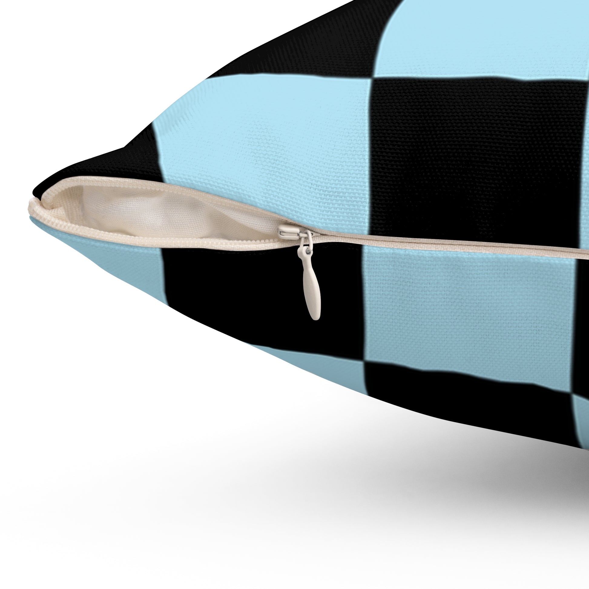 Checkerboard Black and Blue Spun Polyester Square Pillow, Artsulli - Art is Long, Life is Short, Home Decor, , , , , , , 