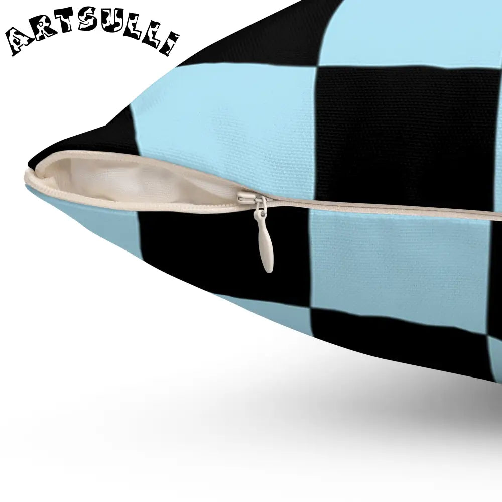 JAKKOUTTHEBXX Checkerboard Black and Blue Spun Polyester Square