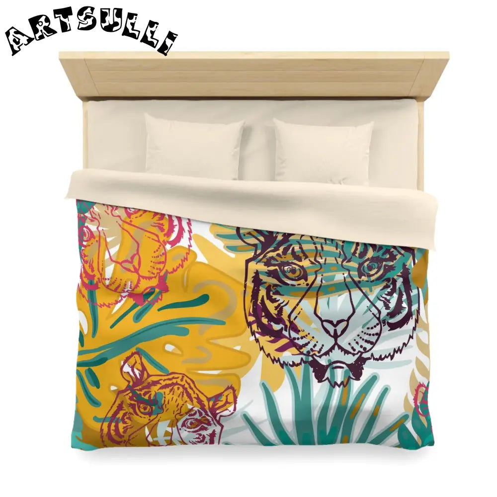 JAKKOUTTHEBXX Tropical Jungle Tigers Brown and Green Microfiber