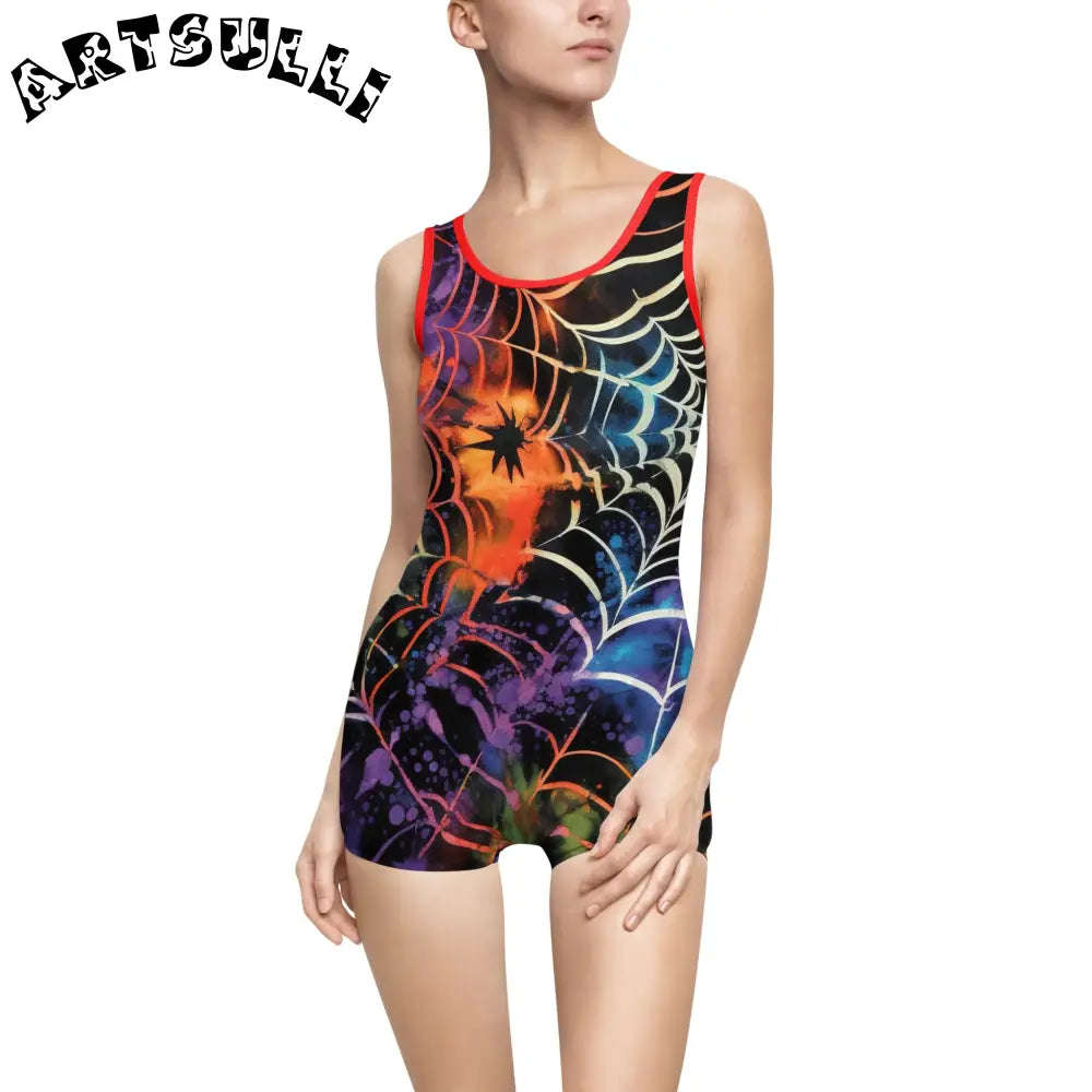 JAKKOUTTHEBXX Colorful Spider Web One-Piece Swimsuit 2025