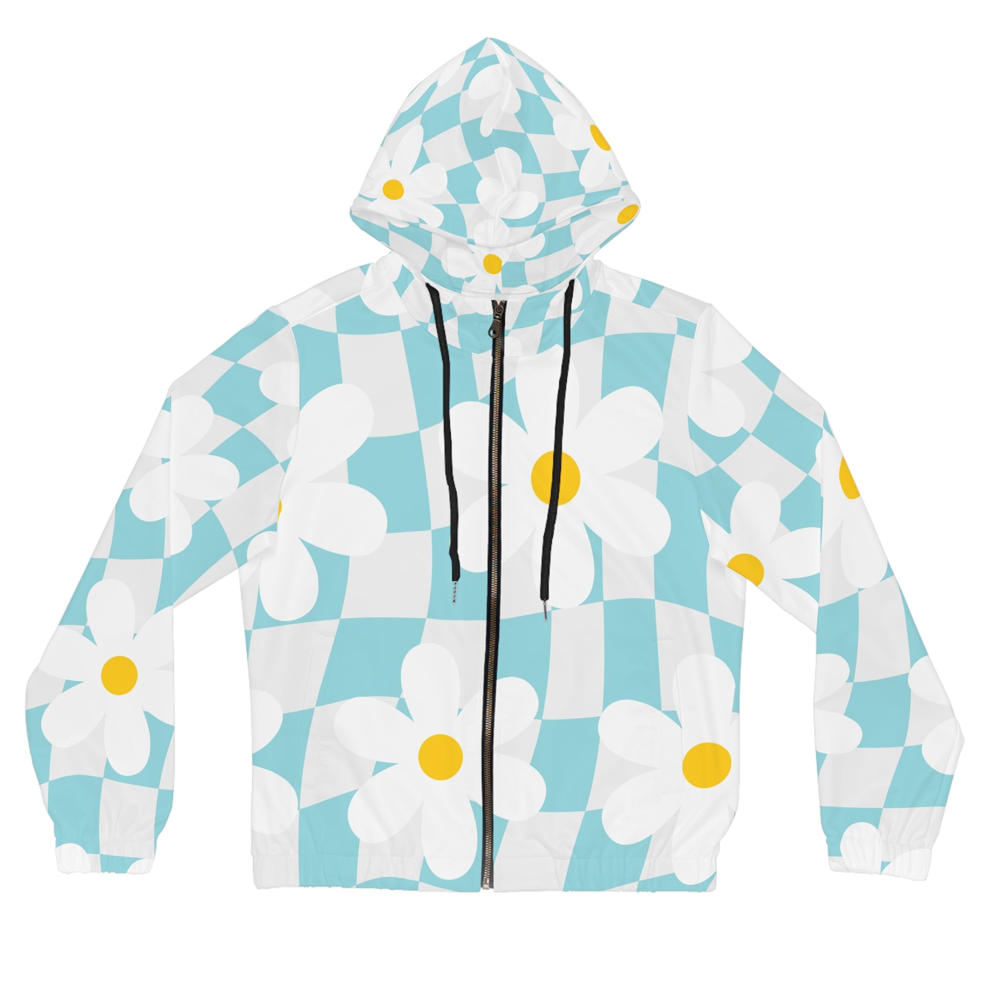Trippy Check Garden Women’s Full-Zip Hoodie (AOP), Artsulli - Art is Long, Life is Short, All Over Prints, Size, XS, Color, Black, , , 17262116457724225607