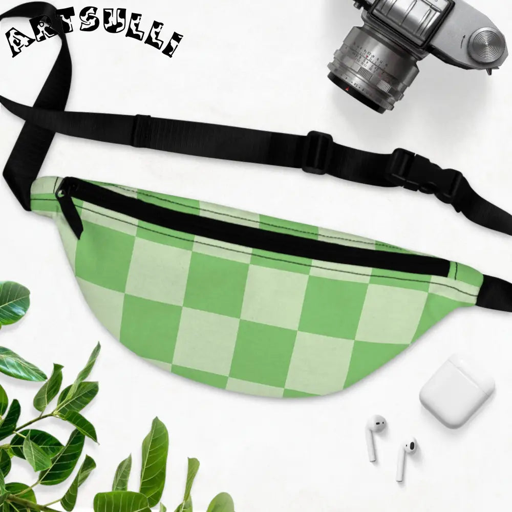 JAKKOUTTHEBXX Checkerboard Green Fanny Pack JAKKOUTTHEBXX Artsulli