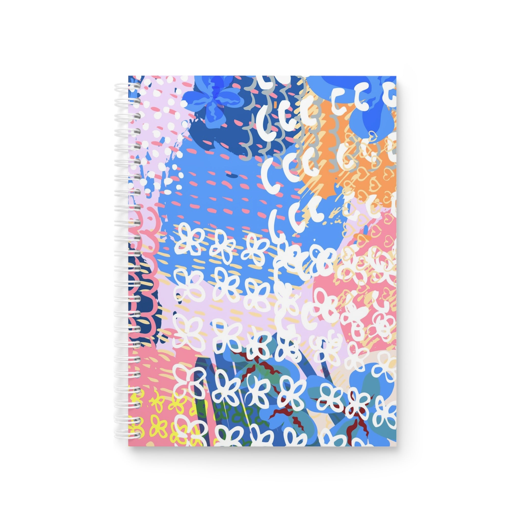 Flowers x Doodles x Hearts Multi-Color Spiral Notebook, Artsulli - Art is Long, Life is Short, Paper products, Size, One Size, , , , , 96361895321960841586