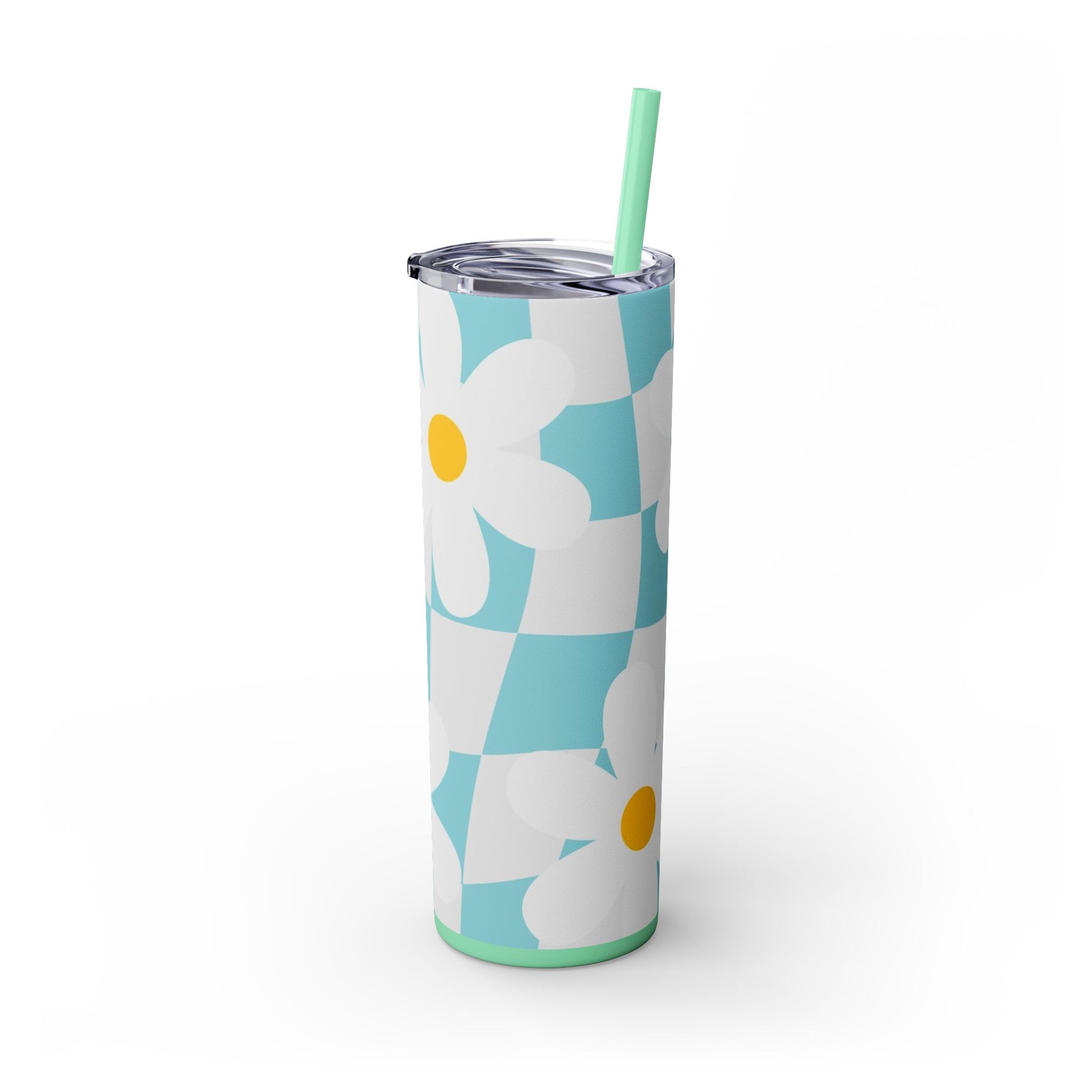 Trippy Check Garden Skinny Tumbler with Straw, 20oz, Artsulli - Art is Long, Life is Short, Mug, , , , , , , 