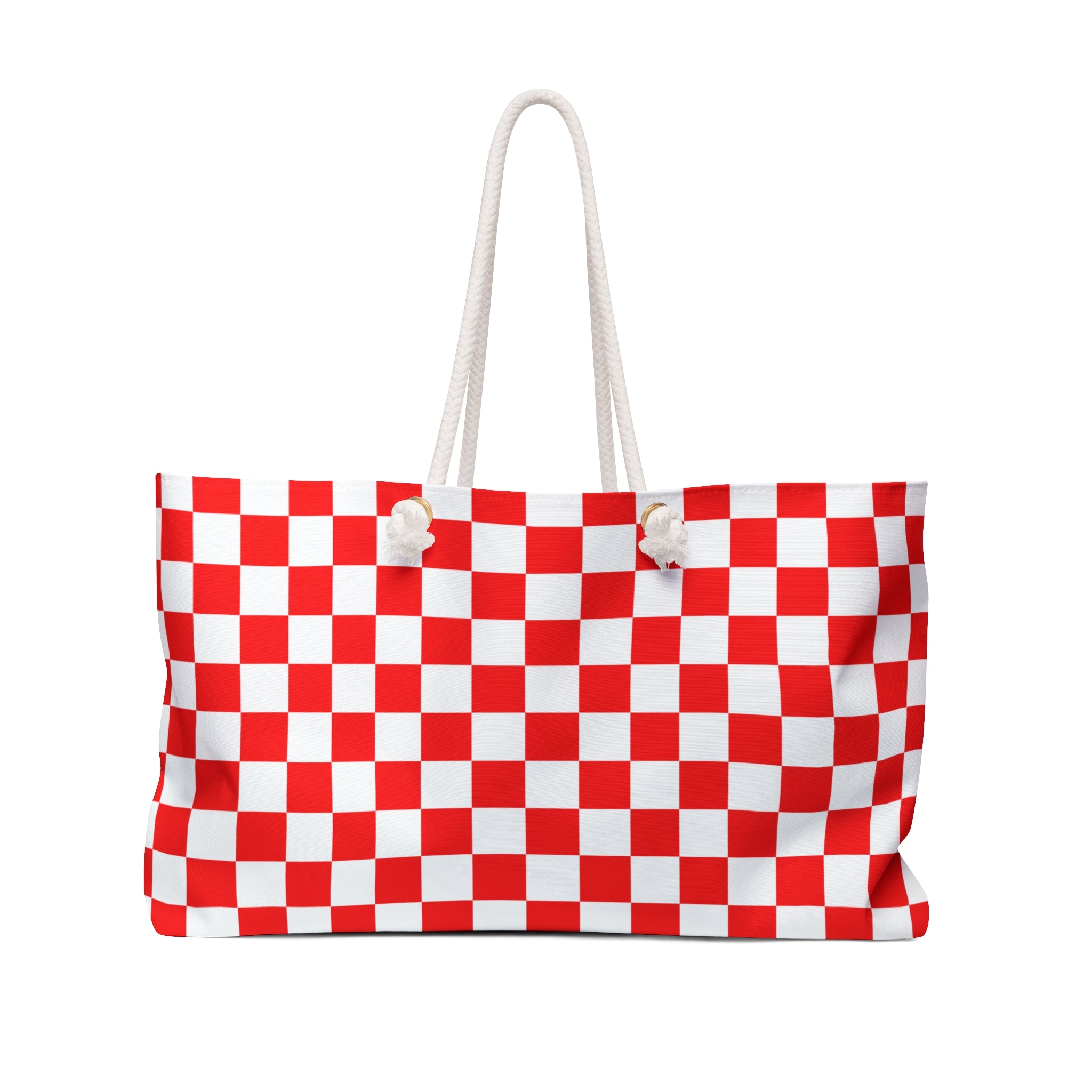 Checkerboard Red and White Weekender Bag, Artsulli - Art is Long, Life is Short, Bags, Size, 24" × 13", , , , , 29617590937348127484