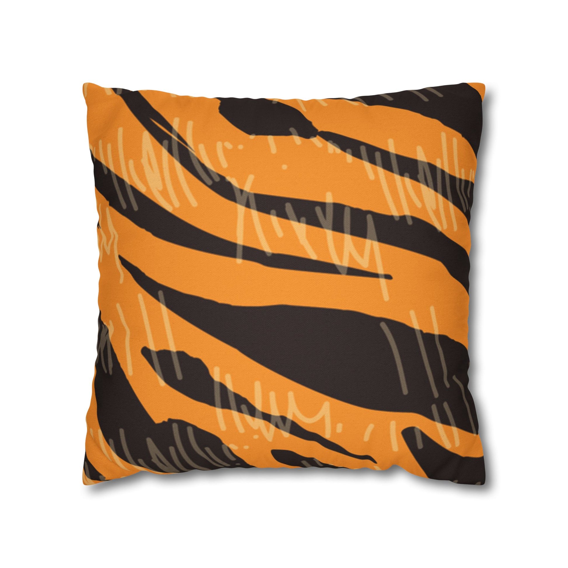 Tiger Scratches Orange & Black Spun Polyester Square Pillowcase, Artsulli - Art is Long, Life is Short, Home Decor, Size, 18" × 18", , , , , 13059003358414
