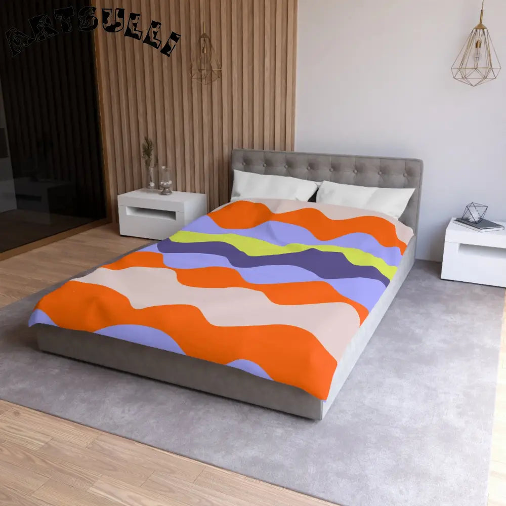 JAKKOUTTHEBXX Waves Red and Blue Microfiber Duvet Cover